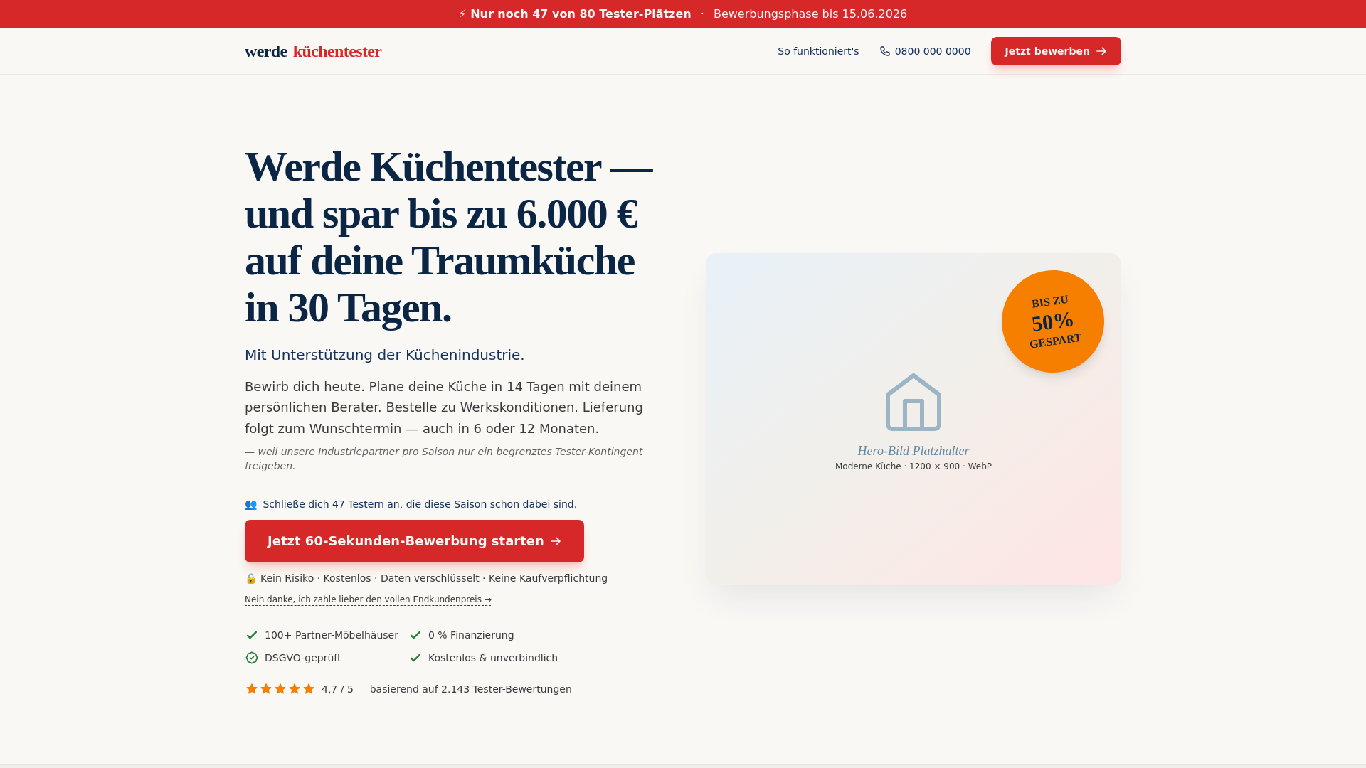 website screenshot of https://werde-kuechentester.pages.dev/