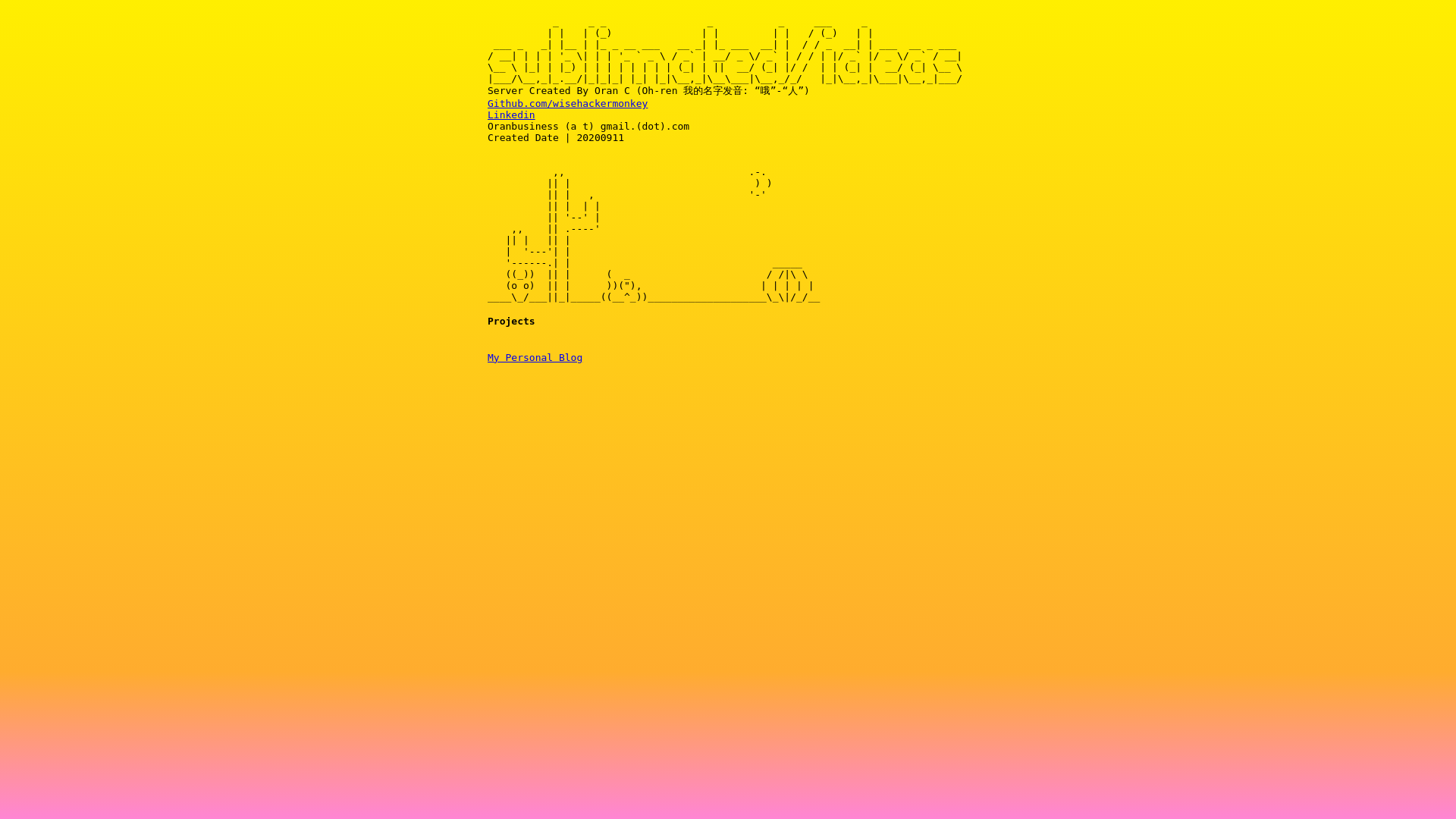website screenshot of https://wisehackermonkey.github.io/website/