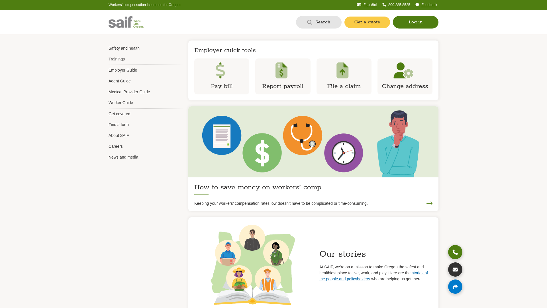 website screenshot of https://saif.com/