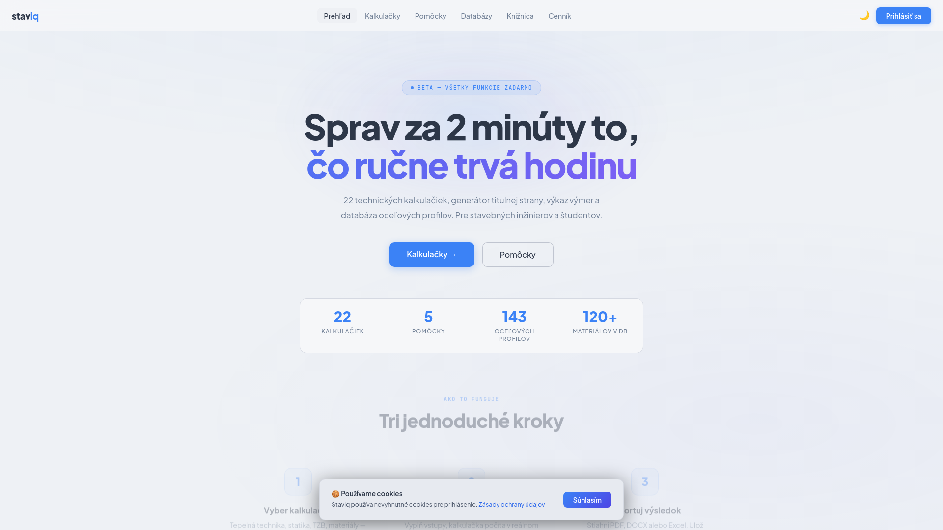 website screenshot of https://staviq.sk