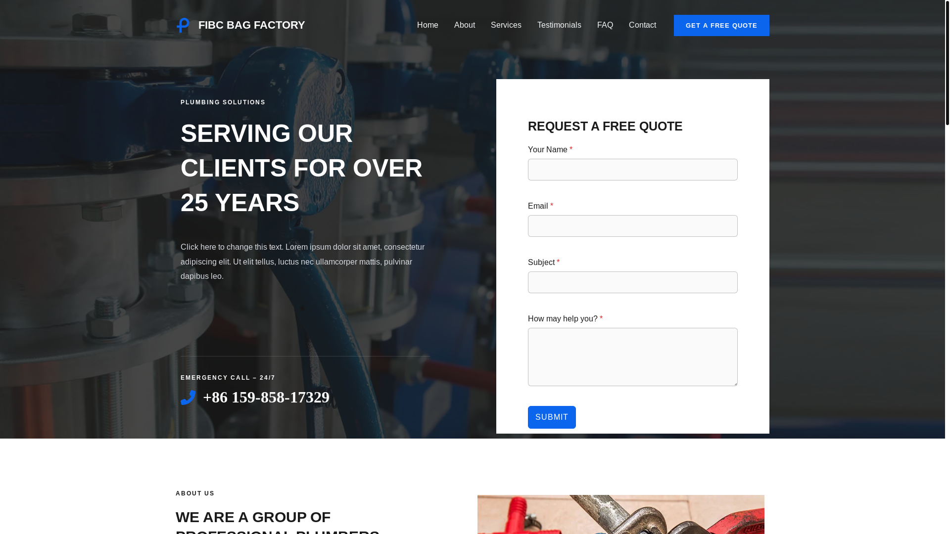 website screenshot of https://fibcbagfactory.com/