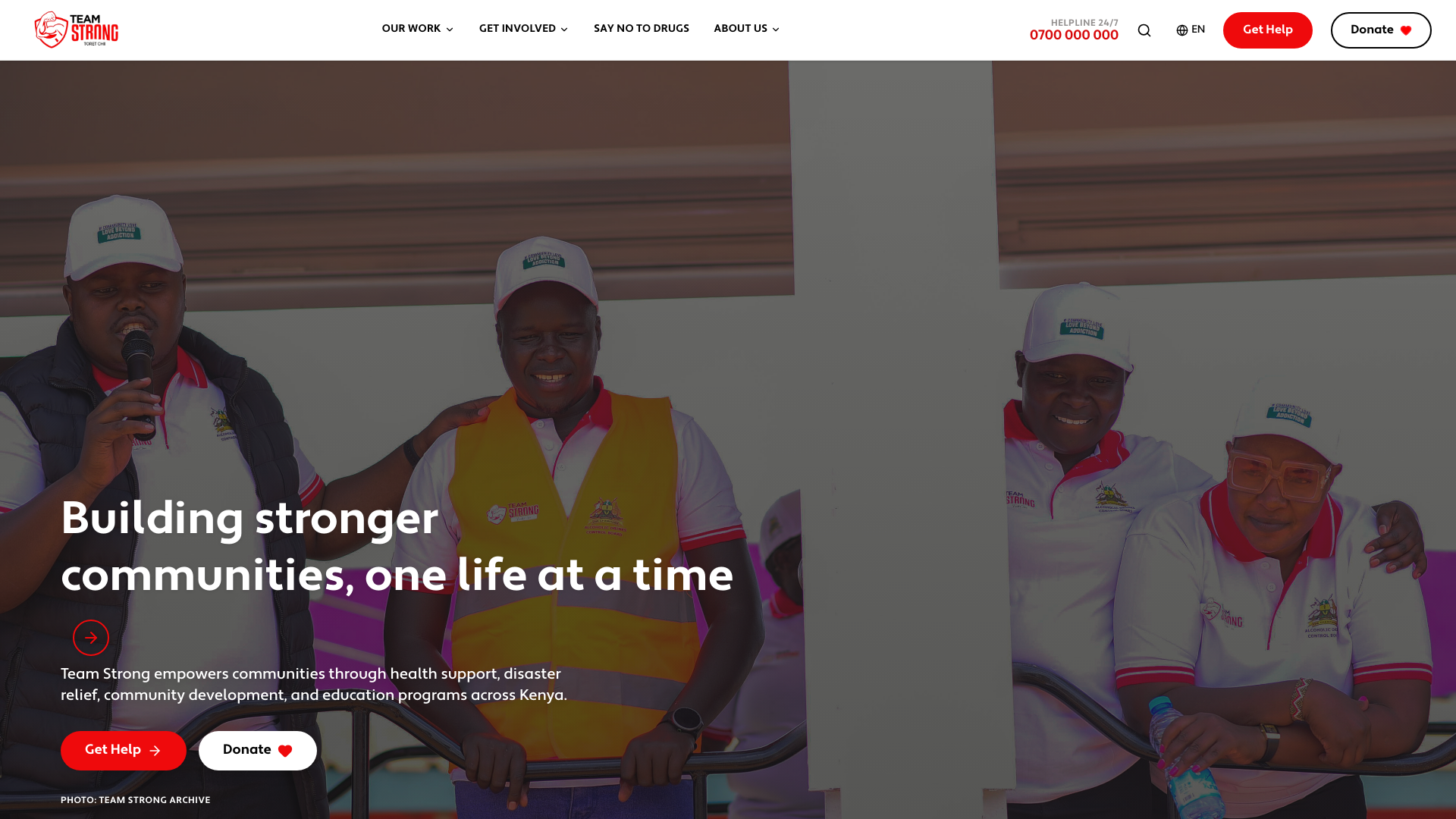 website screenshot of https://team-strong.org