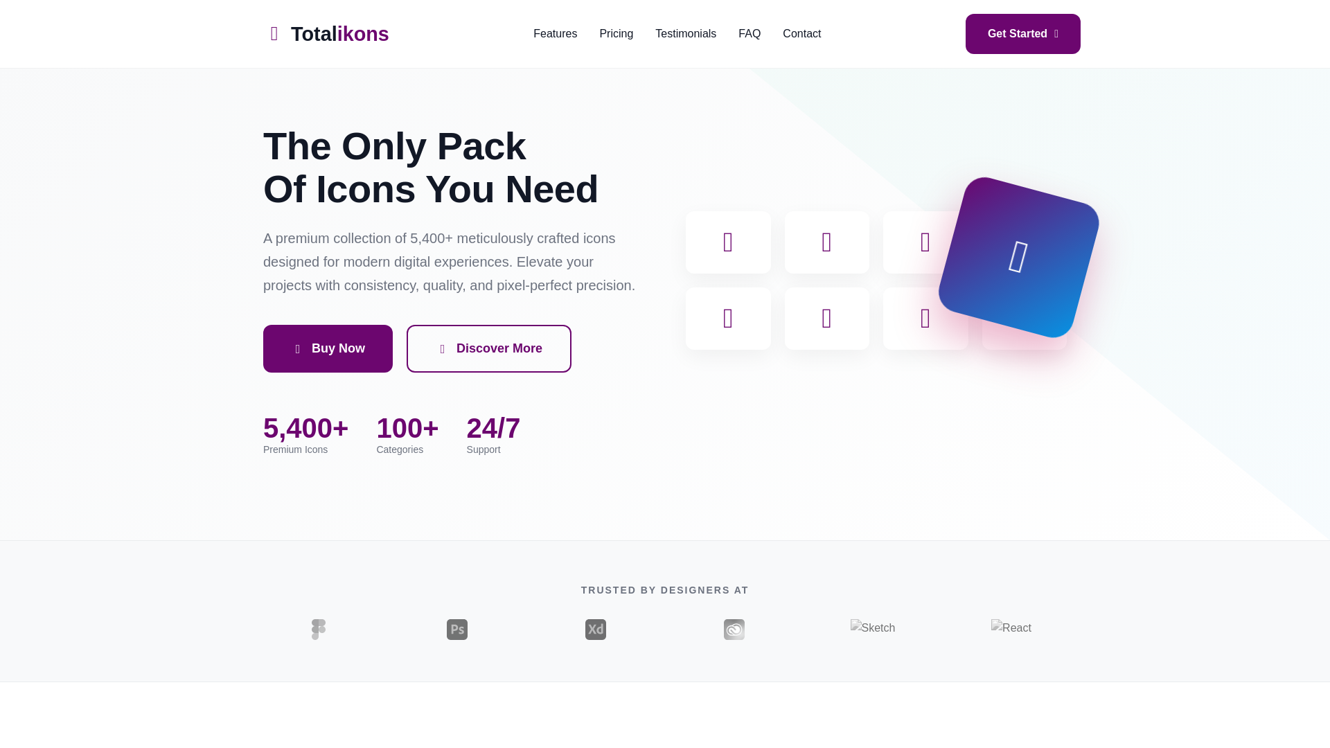 website screenshot of https://totalikons.shop