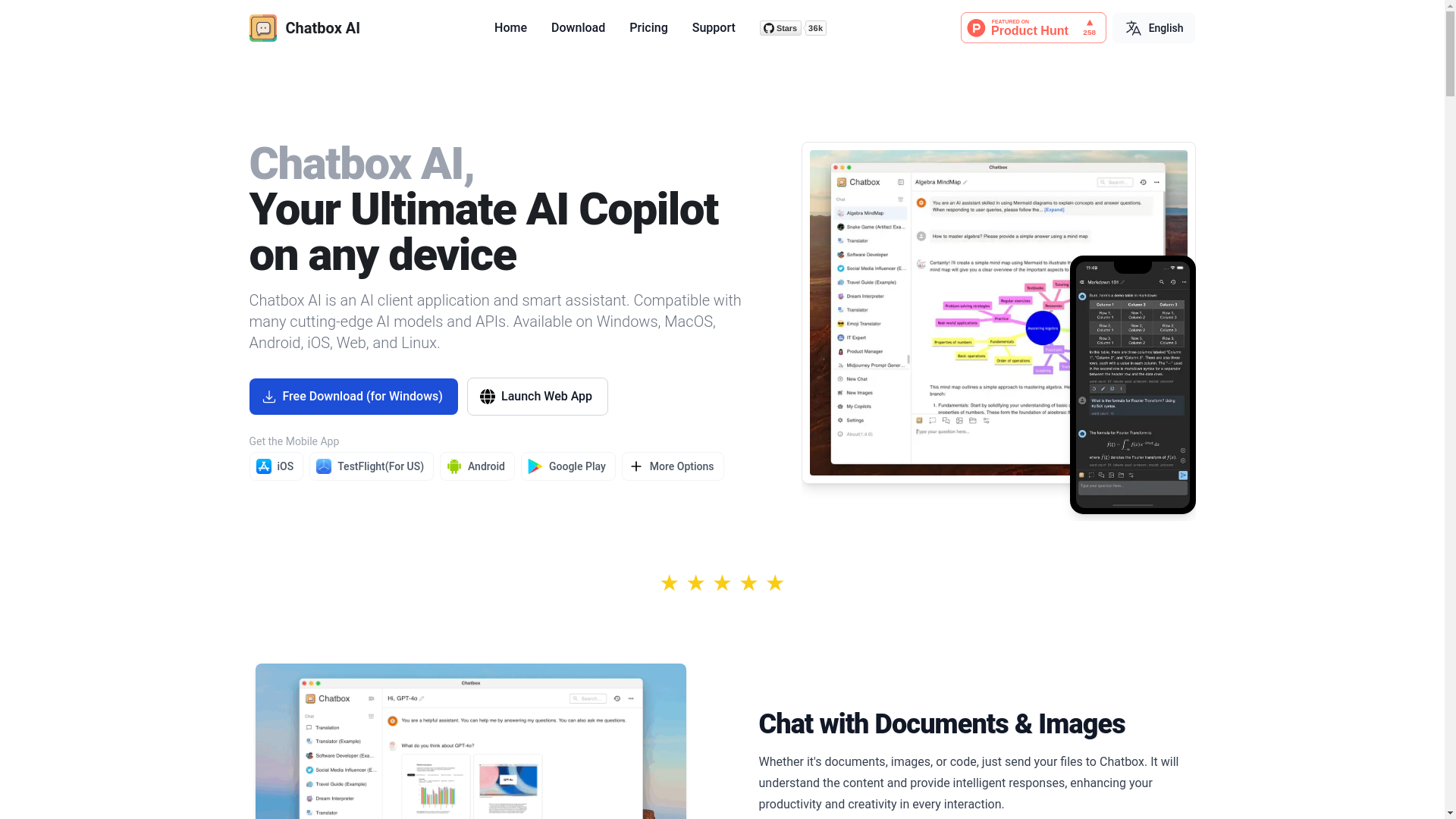 website screenshot of https://chatboxai.app/en
