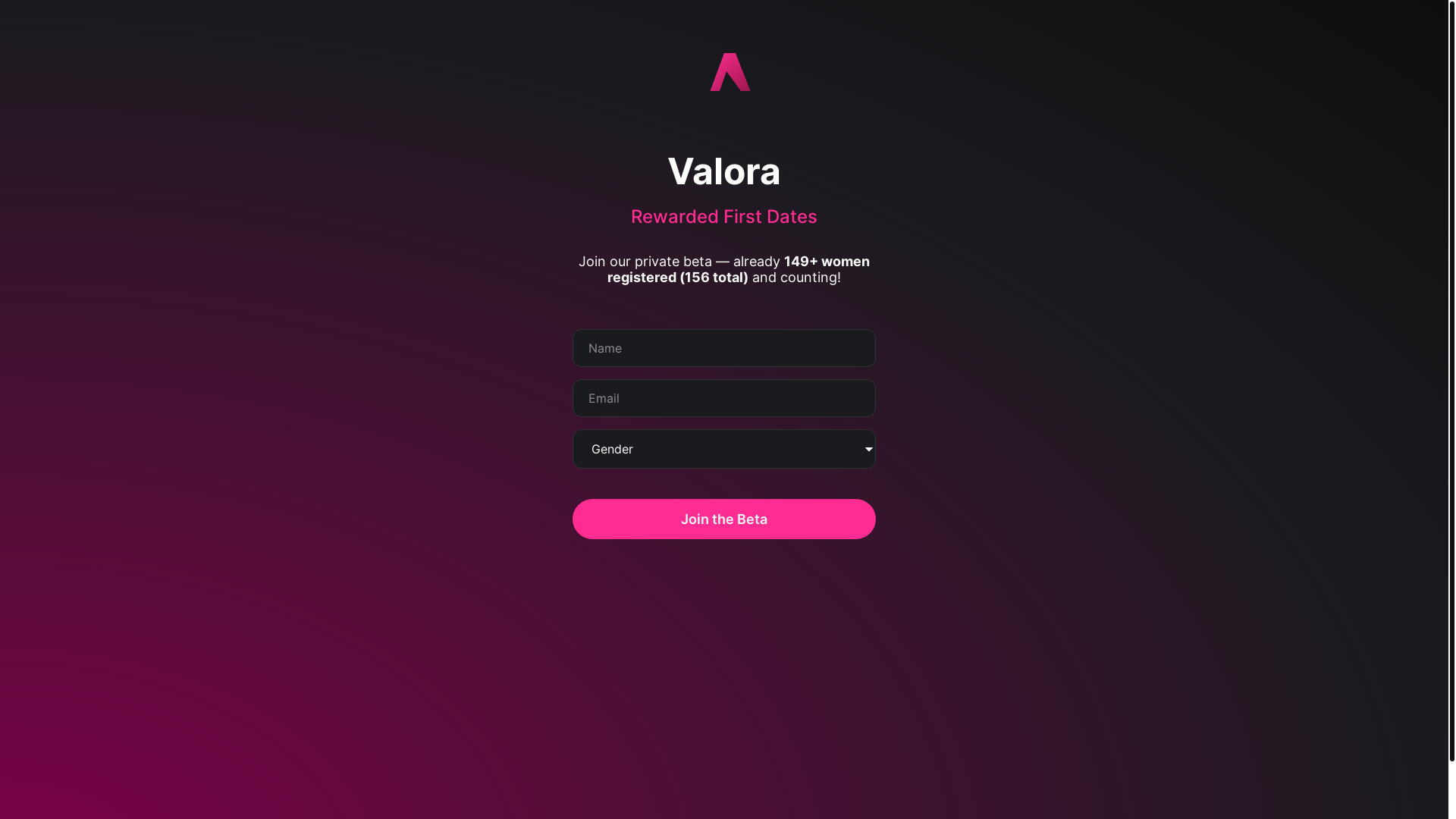 website screenshot of https://valora.date/