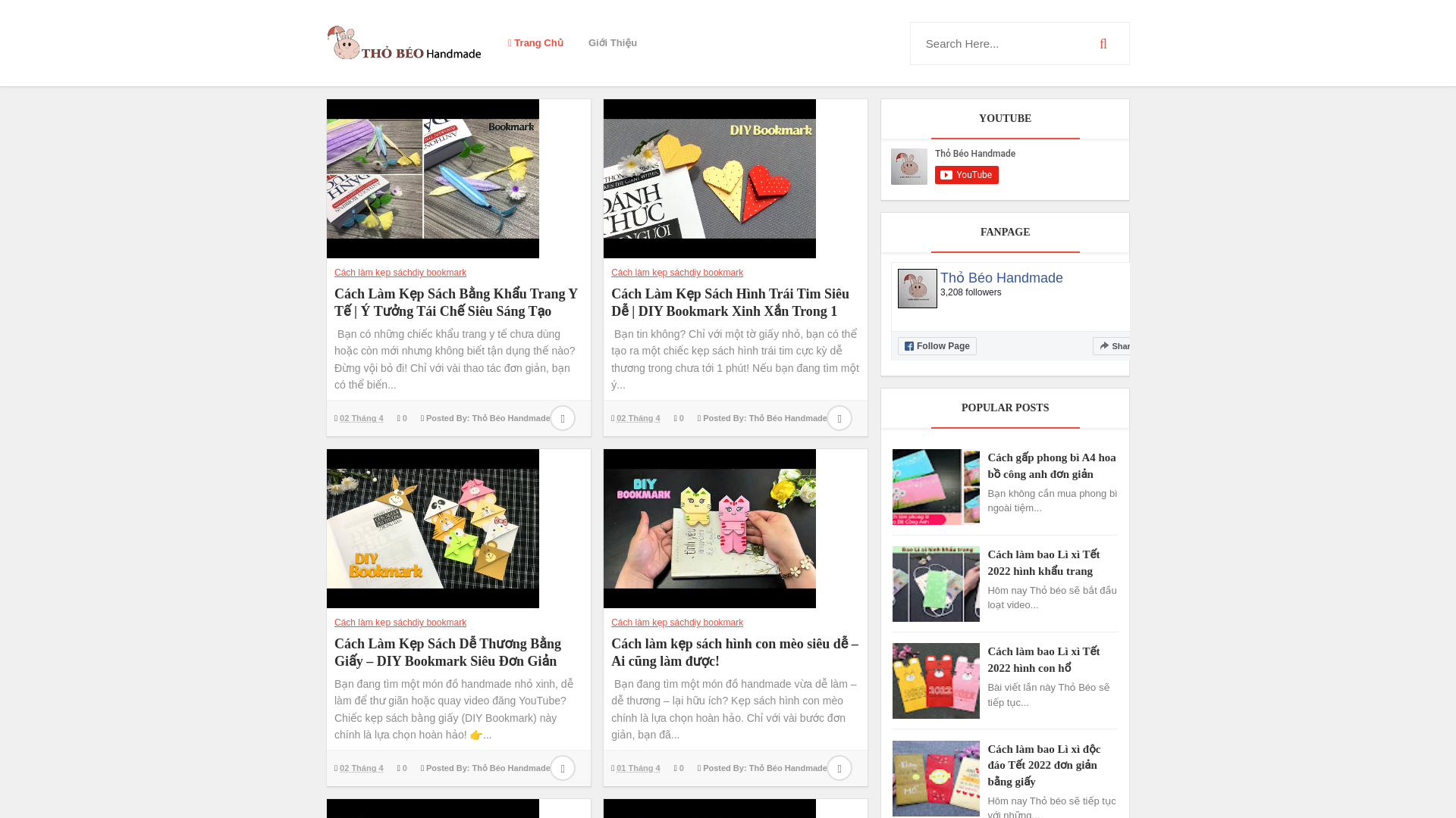 website screenshot of https://thobeohandmade.pro.vn/