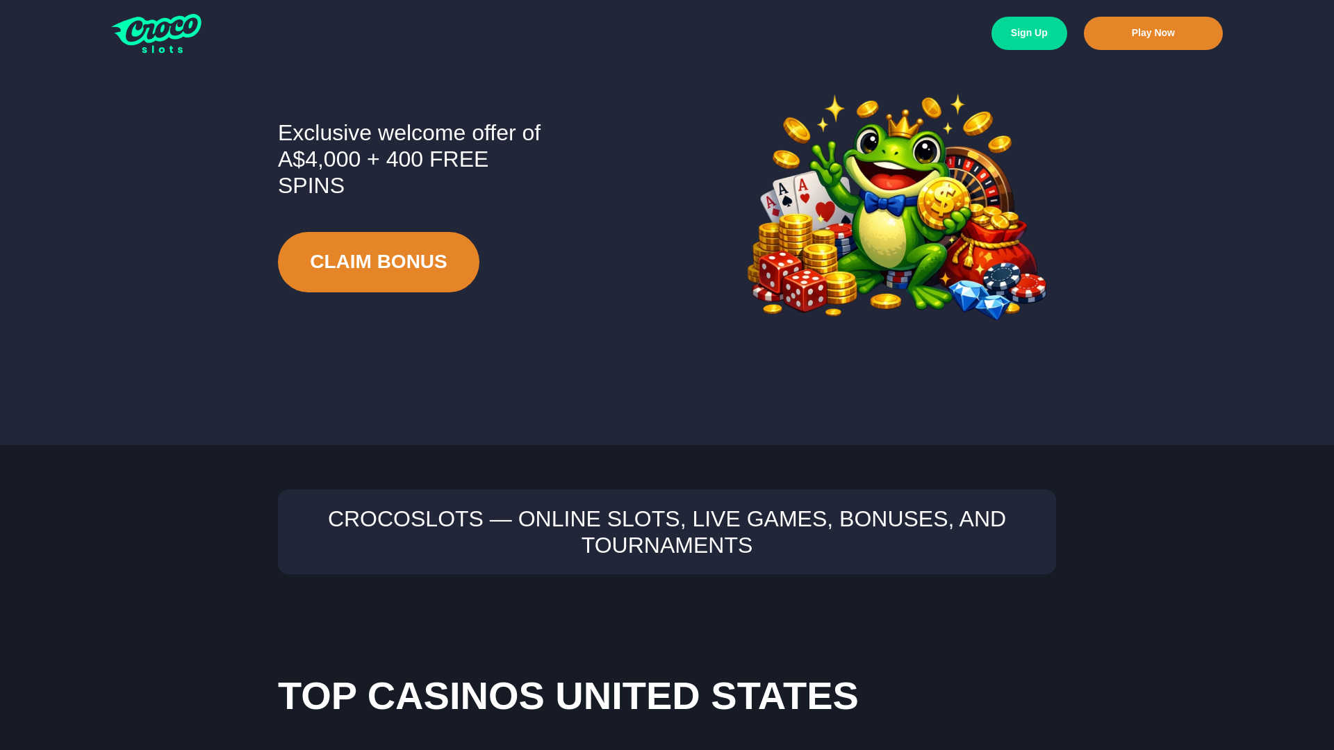 website screenshot of https://crocoslots-online.com/