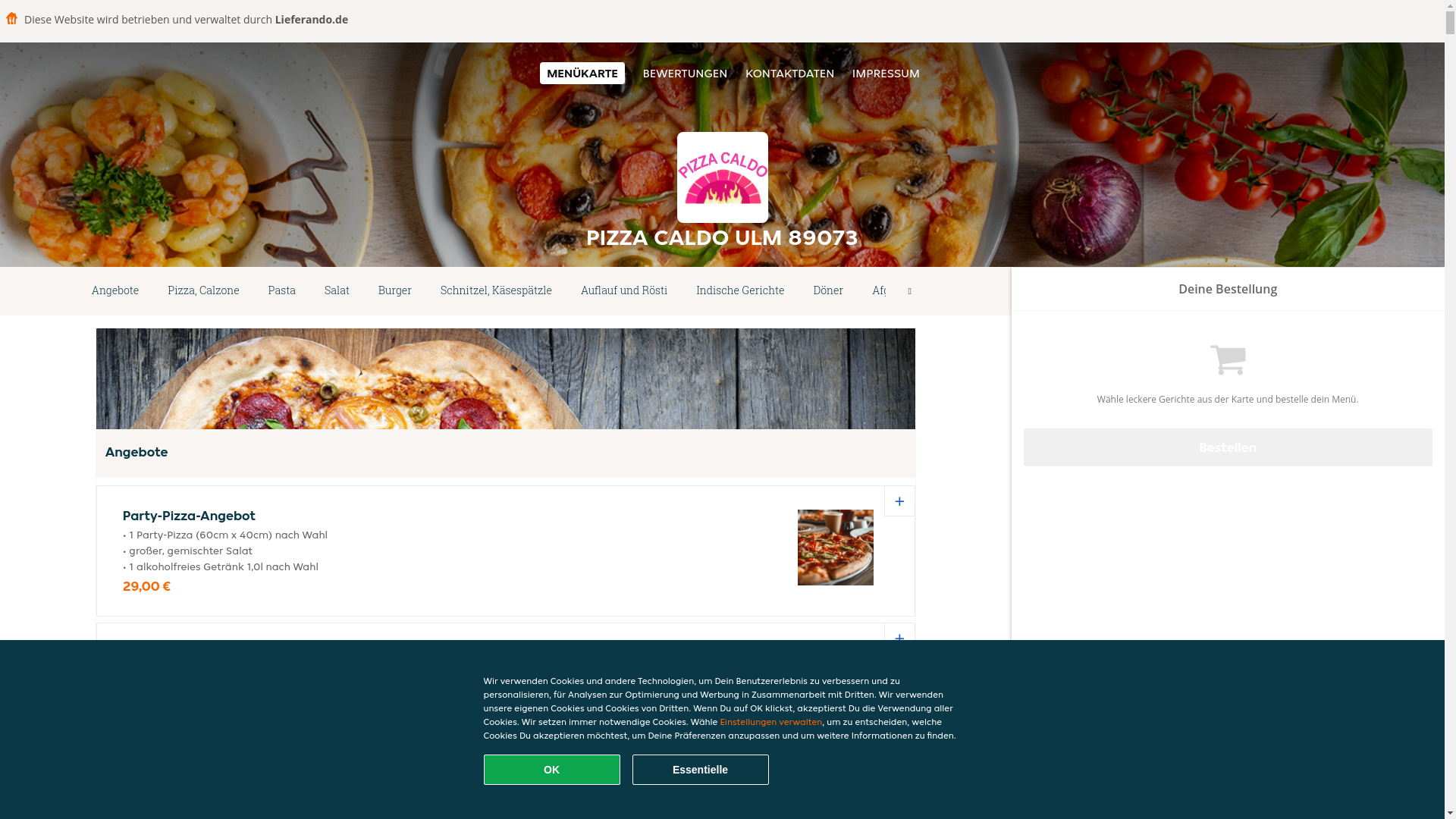 website screenshot of https://pizzacaldo-ulm.de/