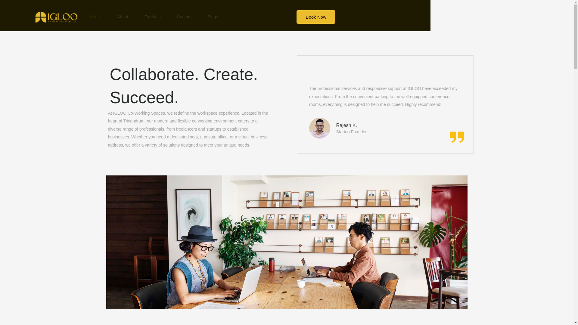 website screenshot of https://igloocoworkingspaces.in/