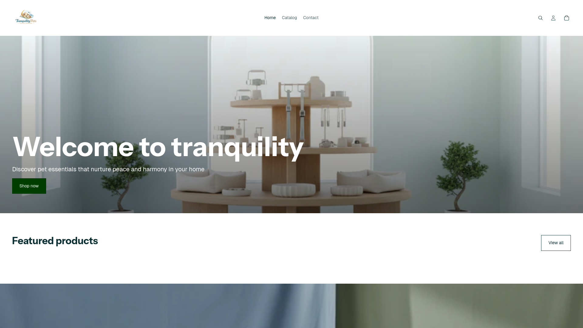 website screenshot of https://tranquilitypets.store/