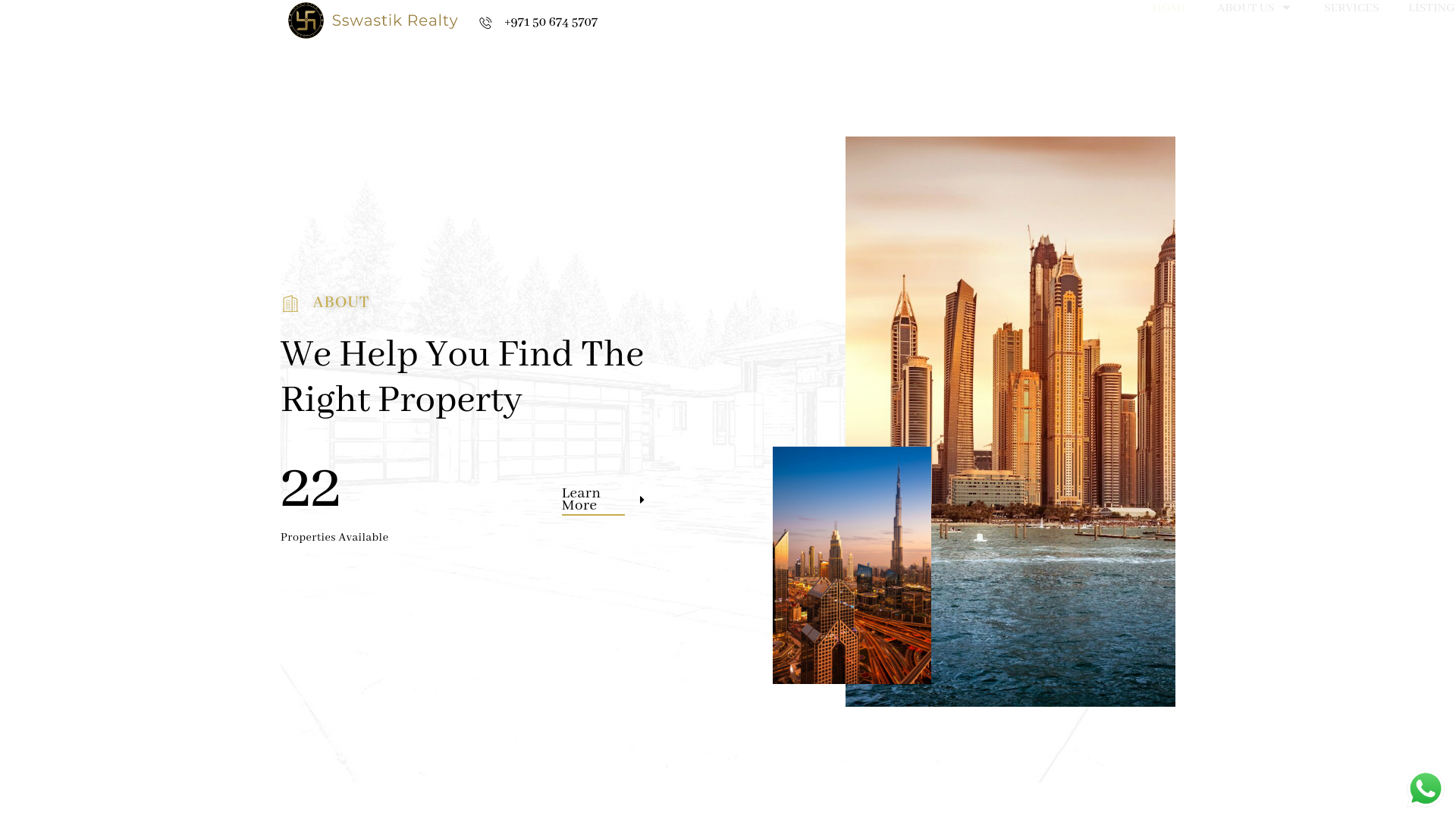 website screenshot of https://sswastikrealty.ae