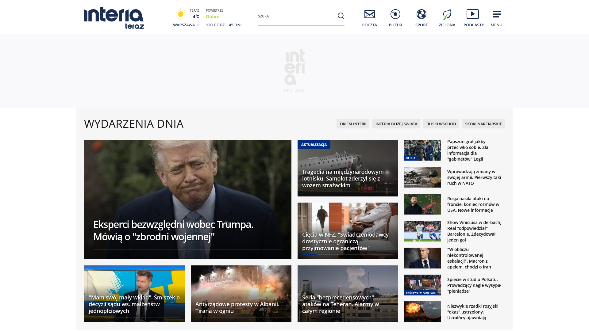 website screenshot of https://www.interia.pl
