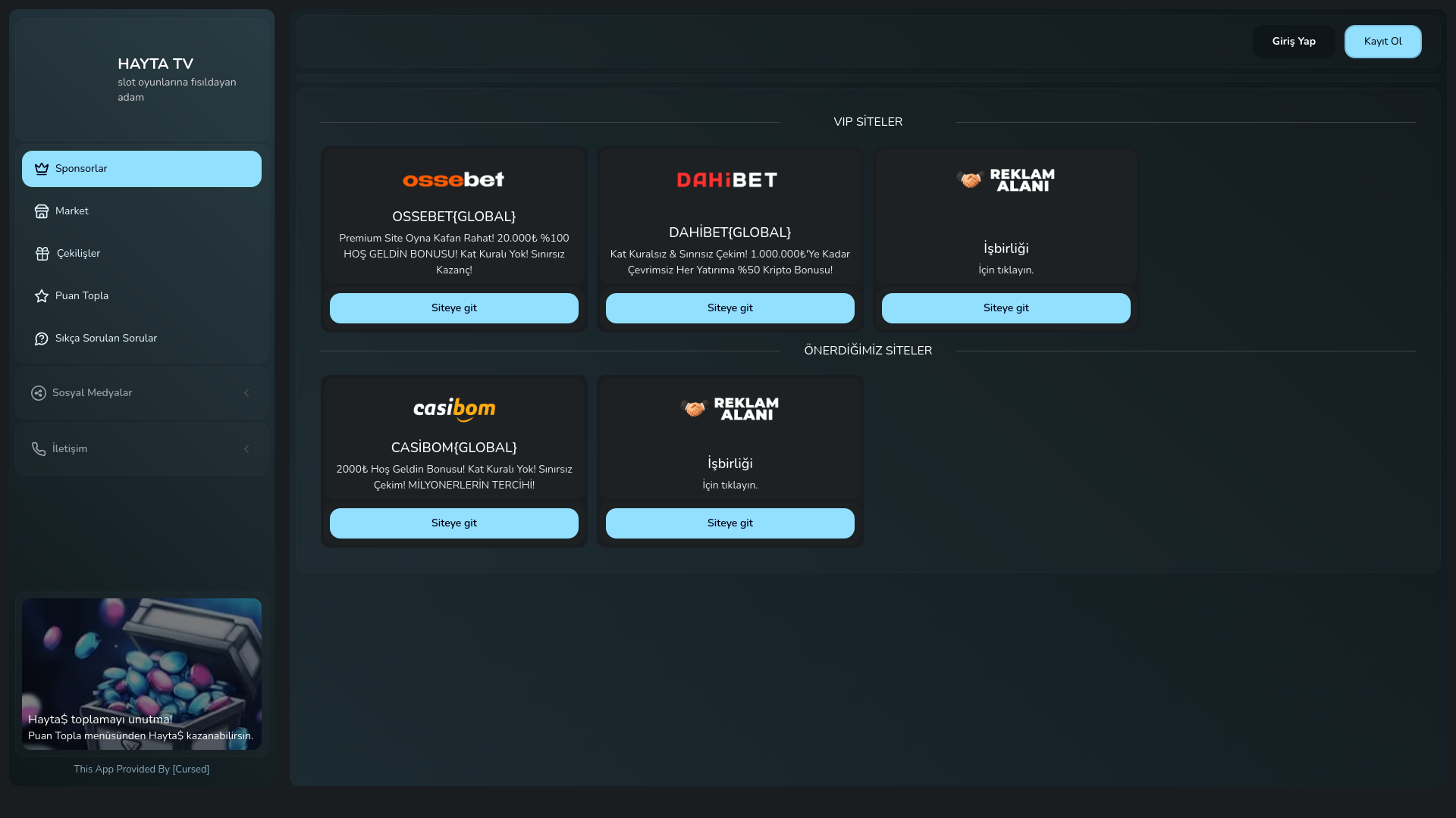 website screenshot of https://haytatv.com