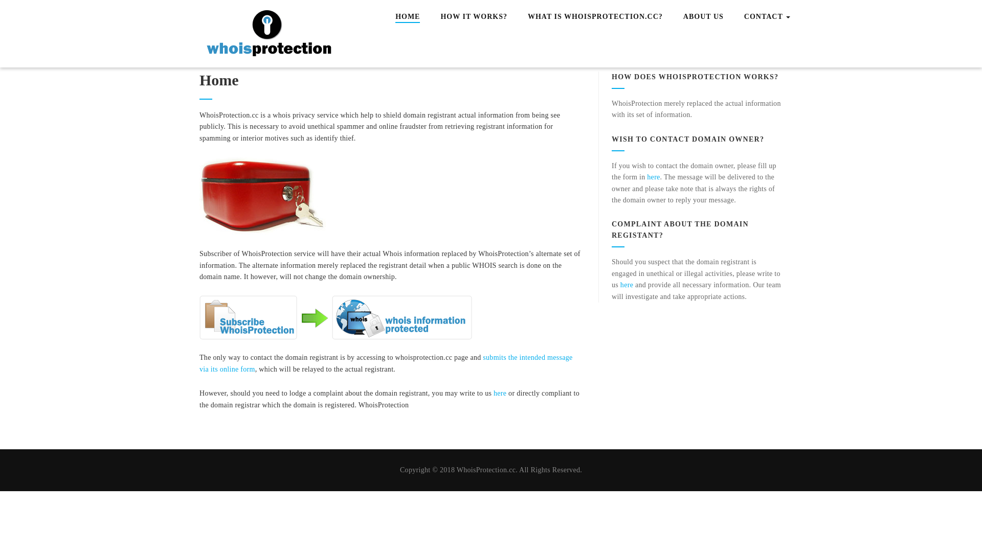 website screenshot of https://whoisprotection.cc/