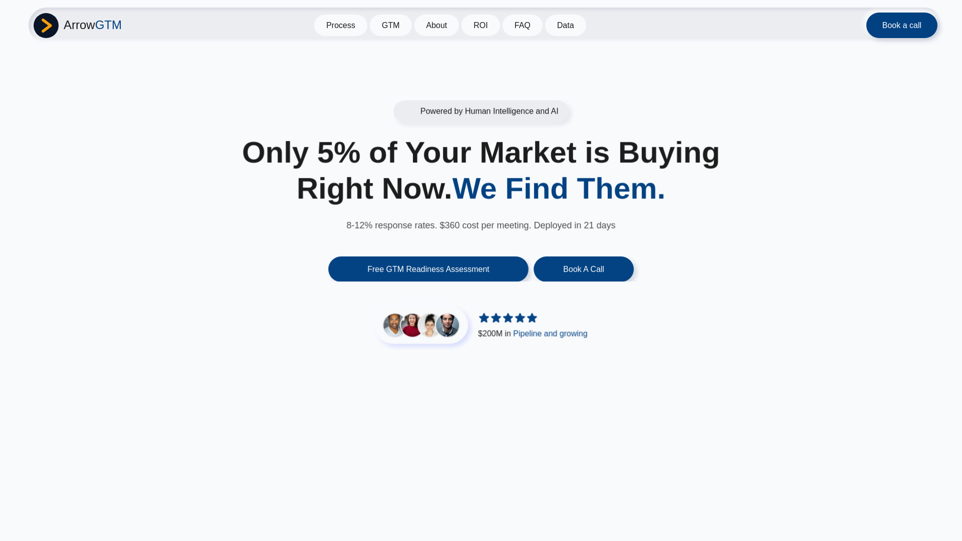 website screenshot of https://arrowgtmscale.com/