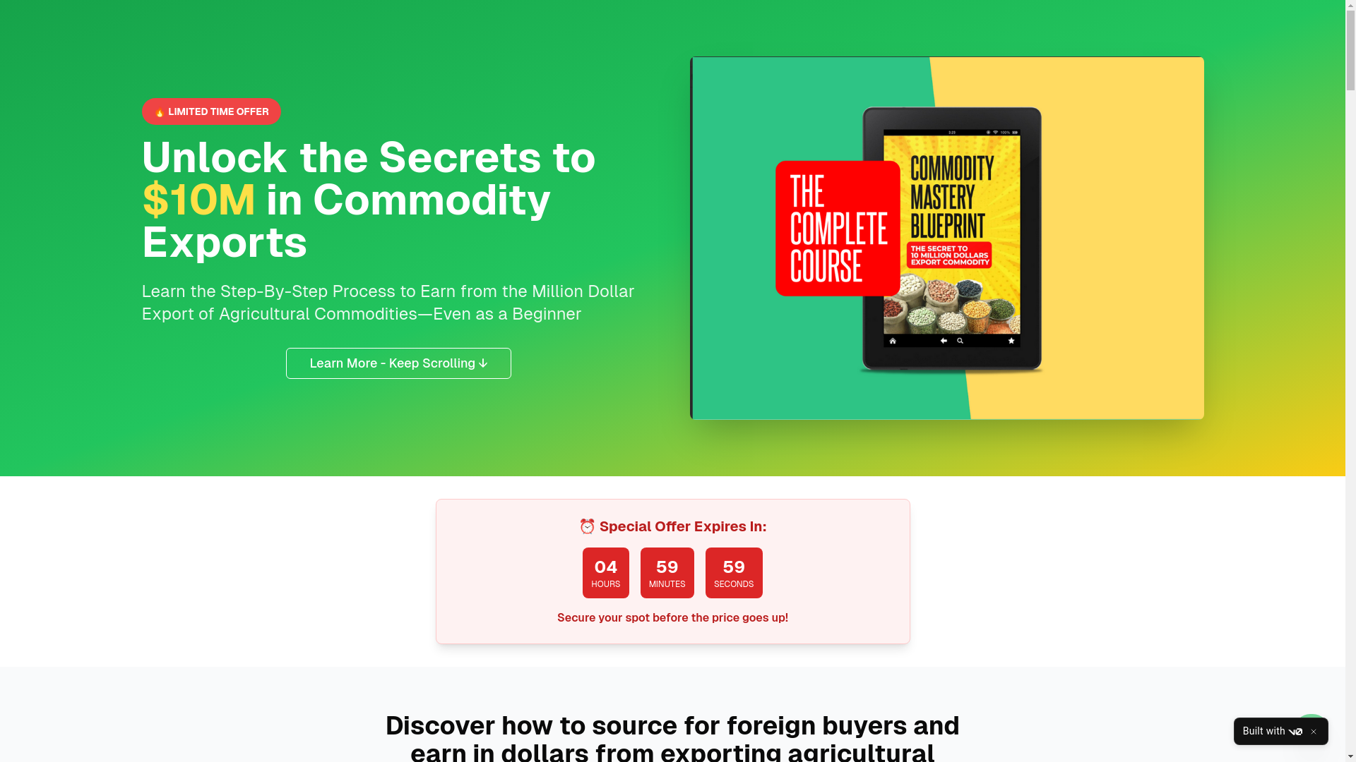 website screenshot of https://agroexportmastery.com.ng/