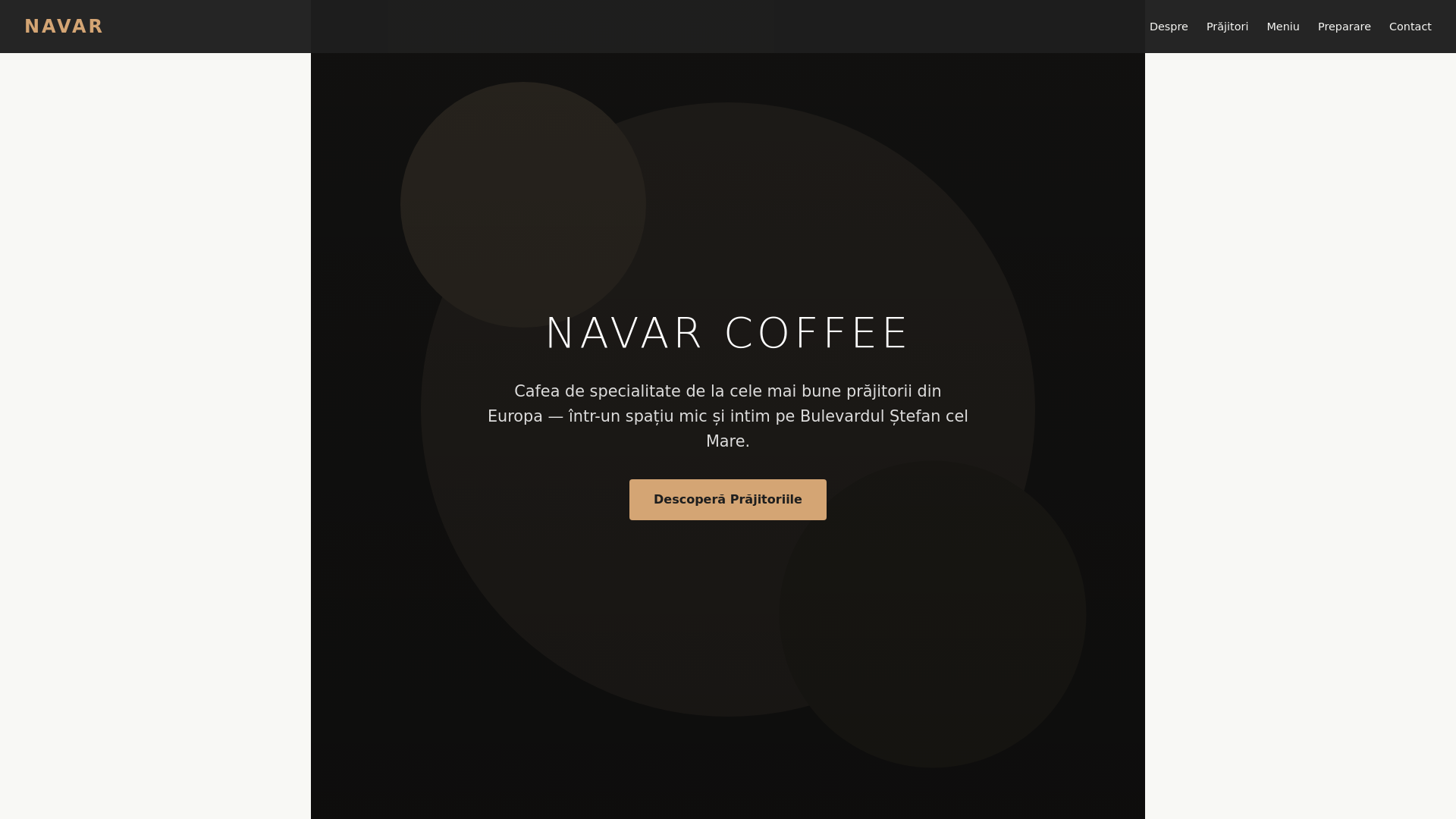 website screenshot of https://navar-coffee-iasi.pages.dev/