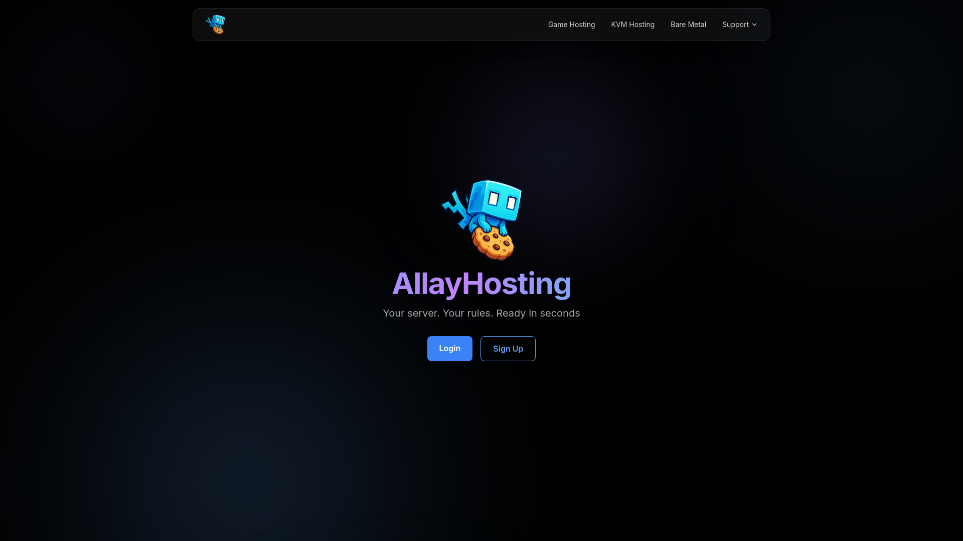 website screenshot of https://allay-hosting.com/