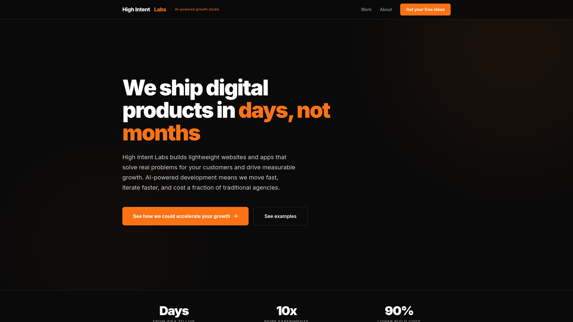 website screenshot of https://highintentlabs-website.pages.dev/