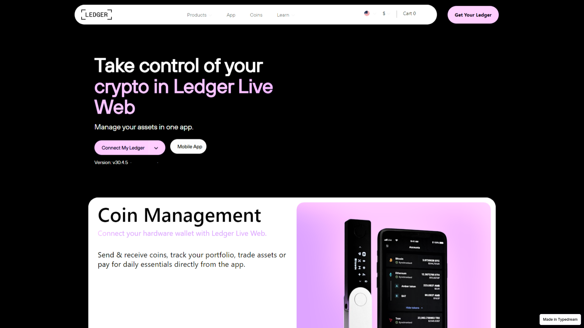 website screenshot of https://ledgr-live-web-login.typedream.app/