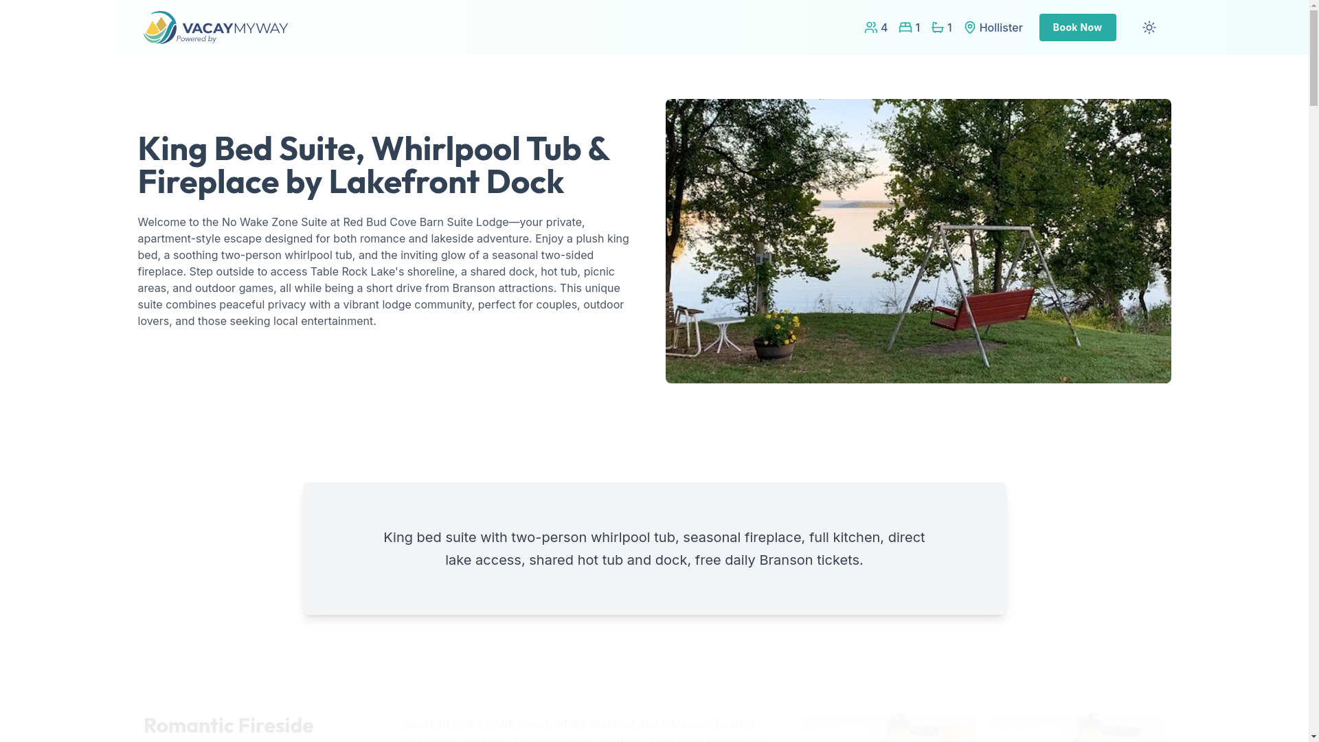 website screenshot of https://romancebay.vacations/