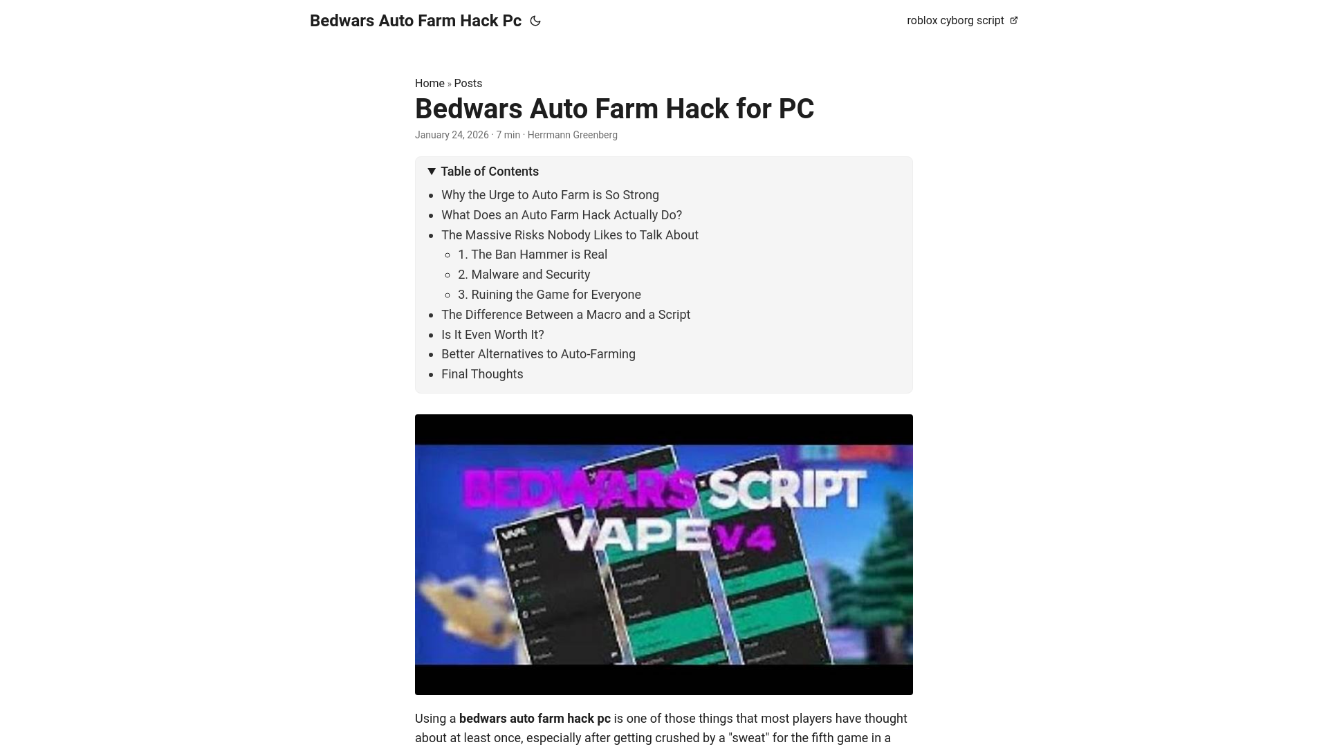 website screenshot of https://bedwarsautofarmhackpc.pages.dev/