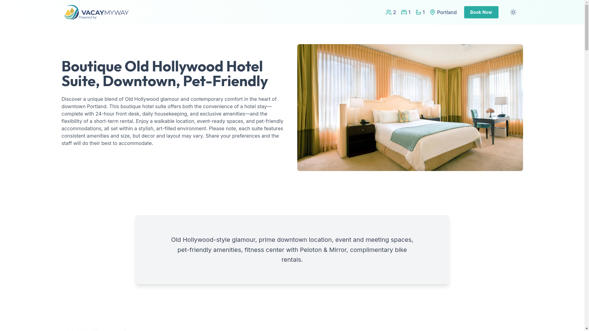 website screenshot of https://glamorportland.vacations/