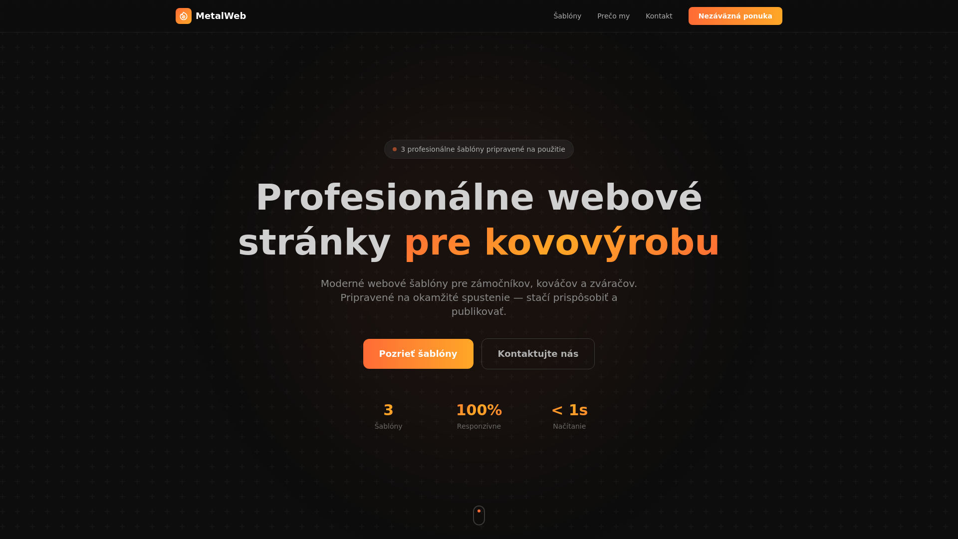 website screenshot of https://metal-templates-landing.pages.dev/