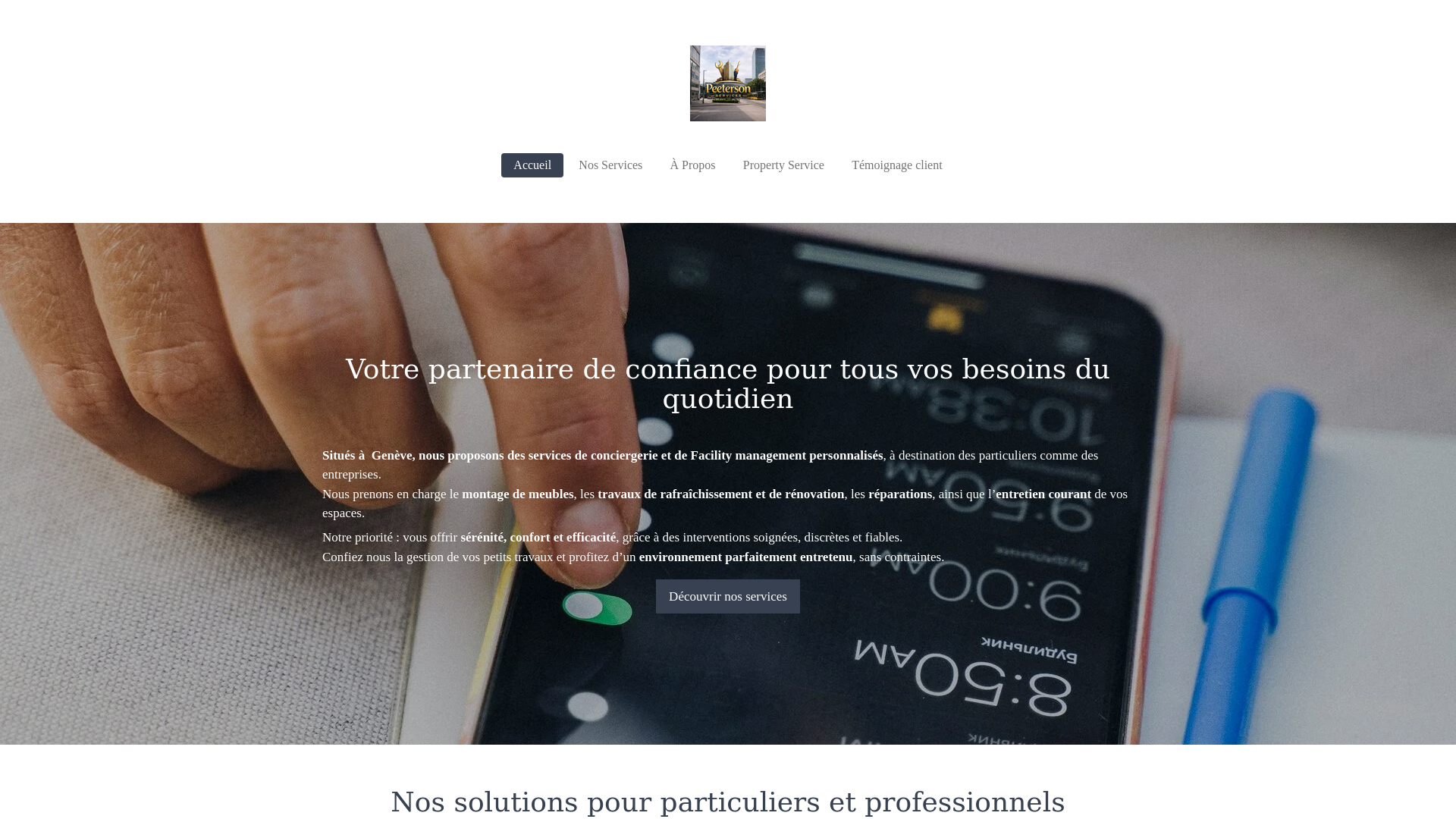 website screenshot of https://peeterson-facility.com/