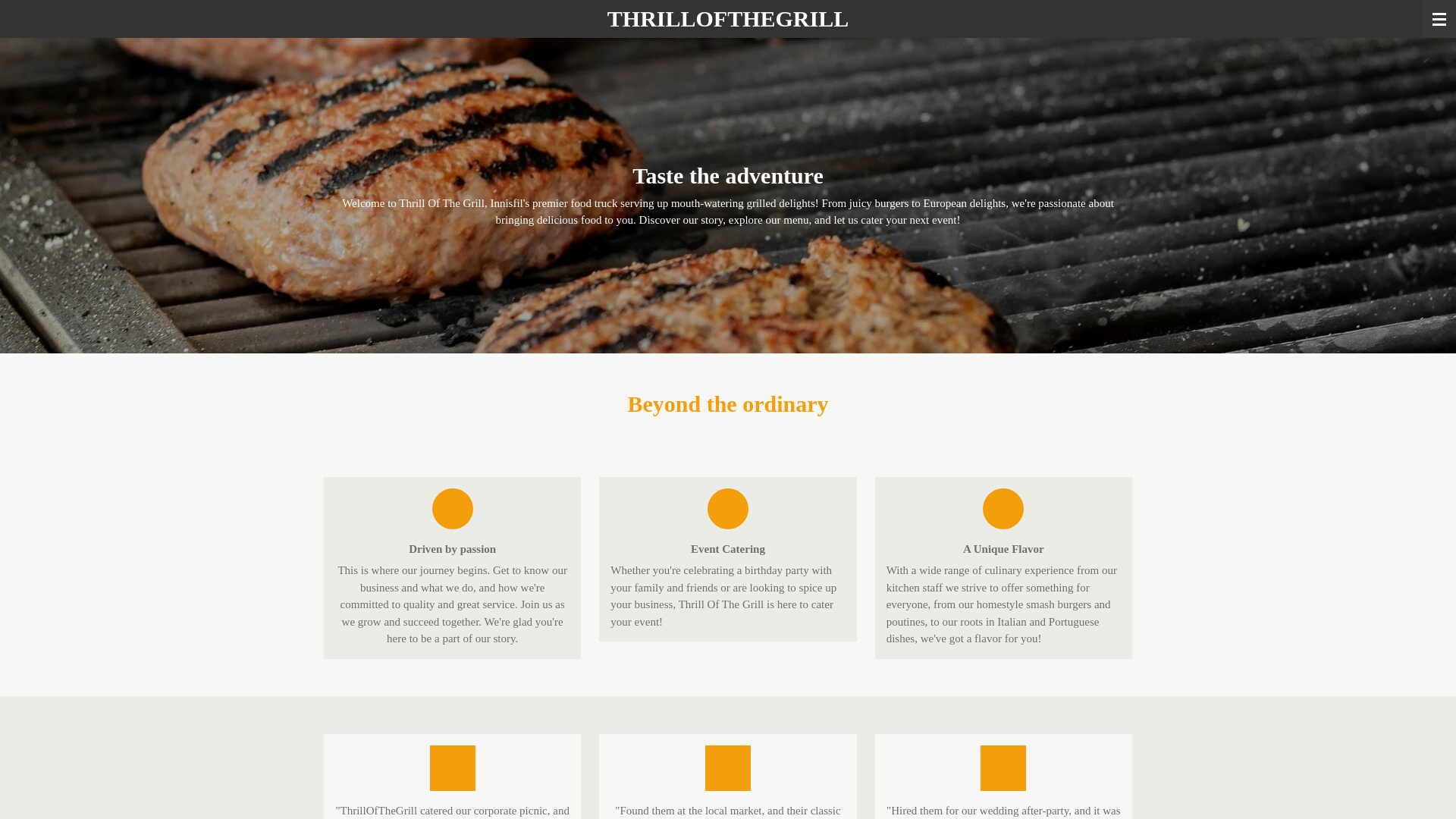 website screenshot of https://thrillofthegrill.online/