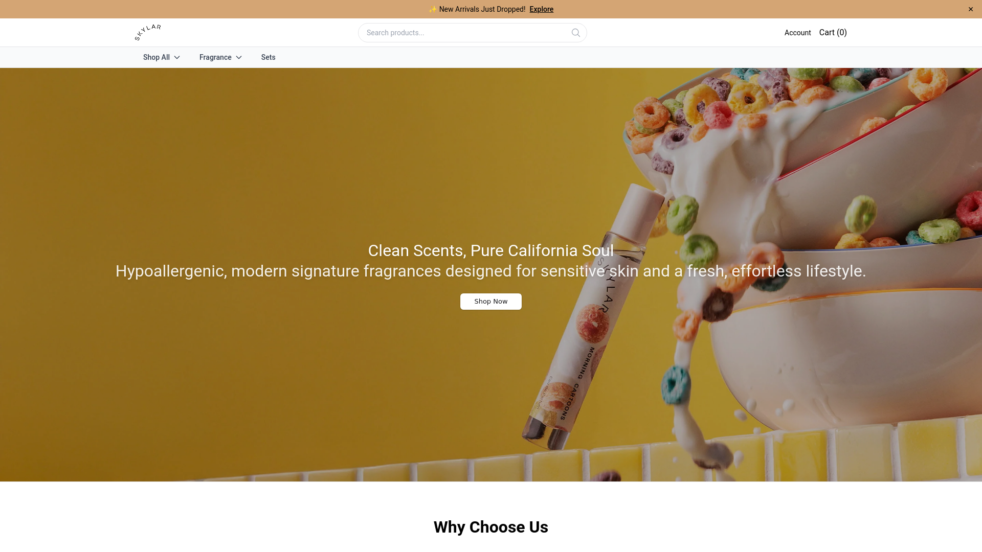 website screenshot of https://myskylar.shop/