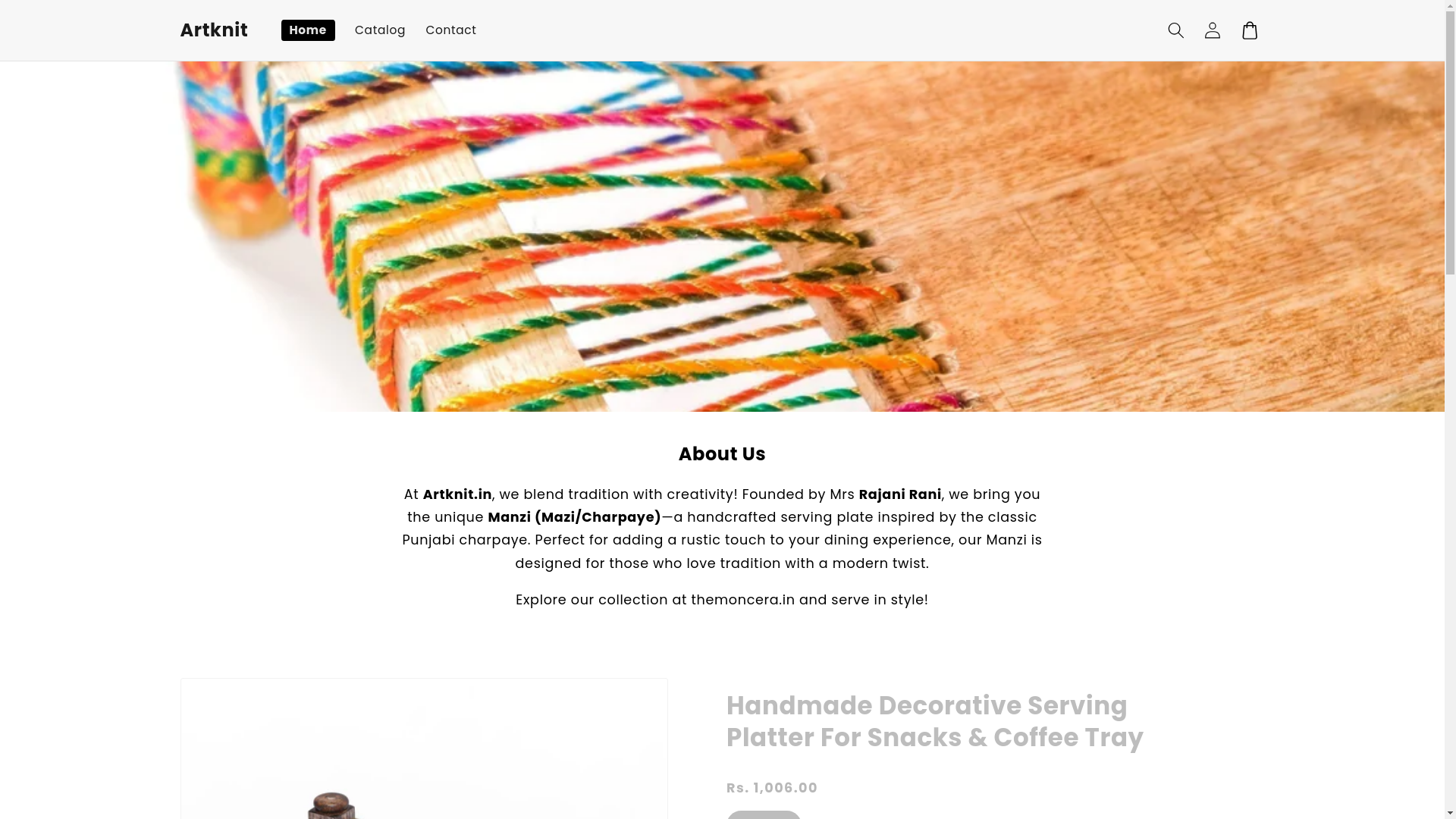 website screenshot of https://artknit.in/