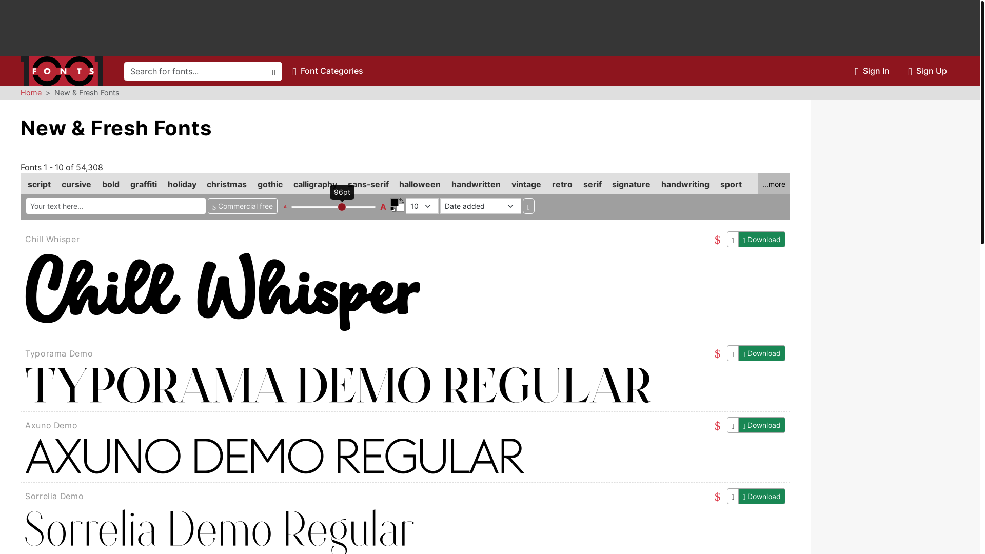 website screenshot of https://www.1001fonts.com/