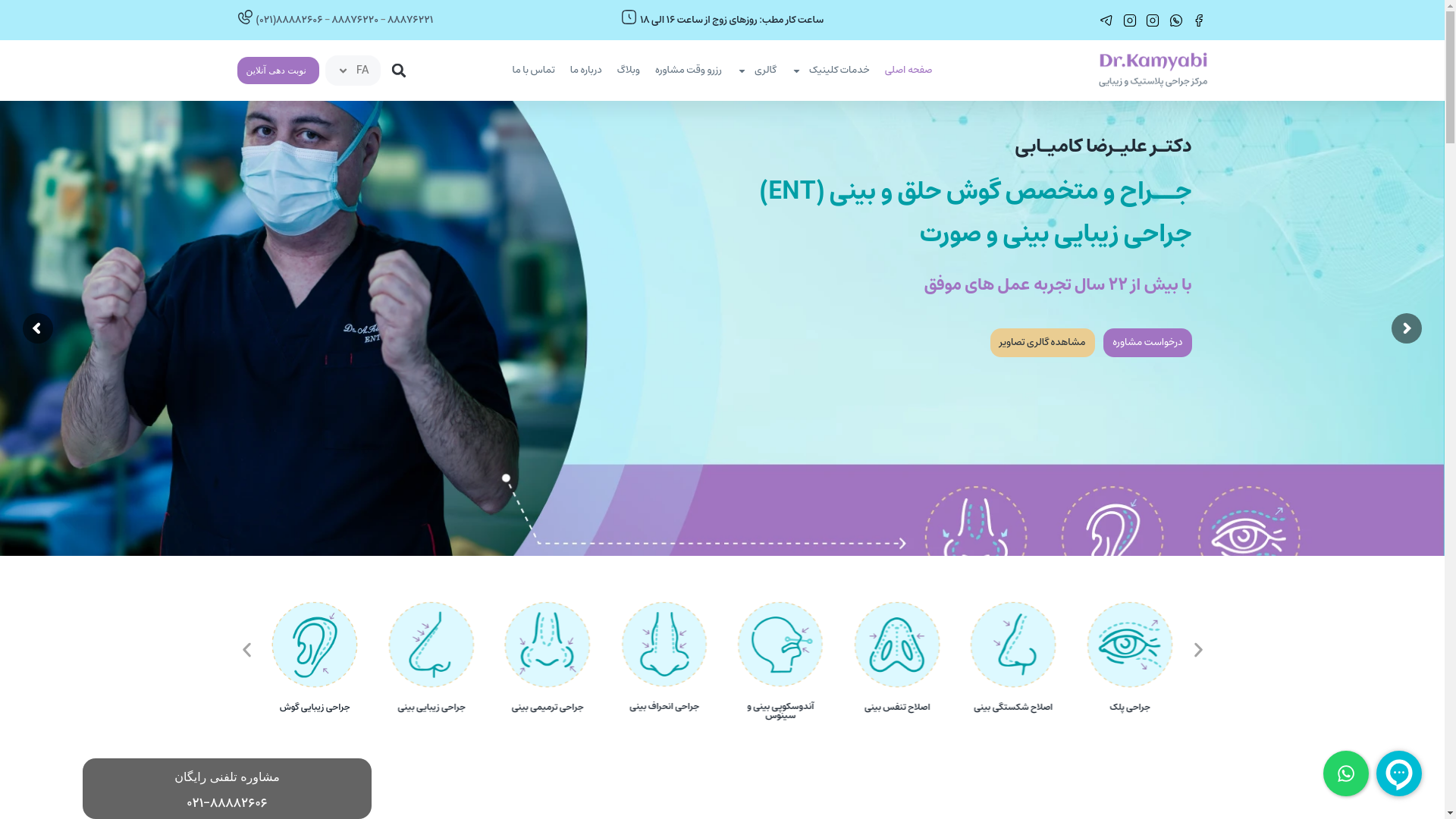 website screenshot of https://dralirezakamyabi.ir/