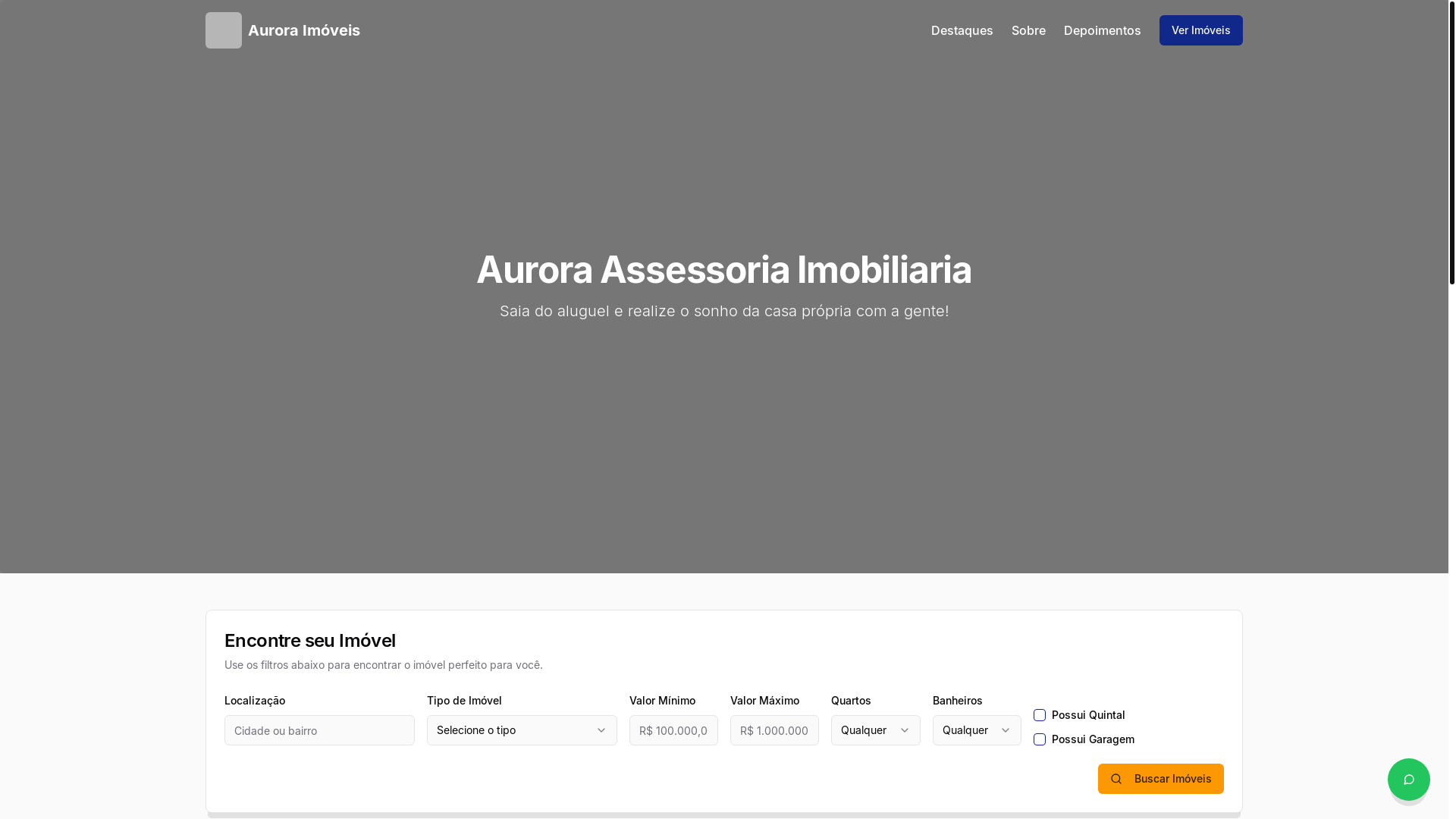 website screenshot of https://meuimovelcomaurora.com.br/