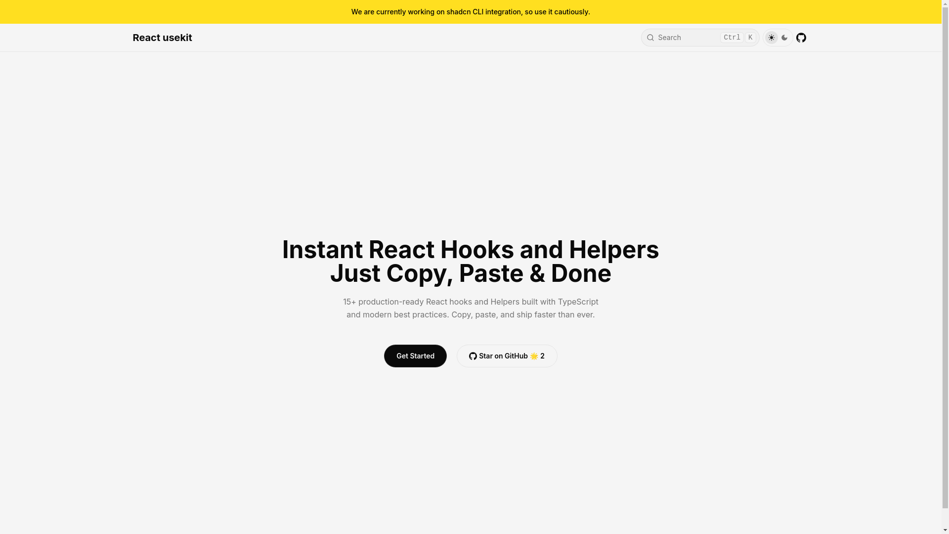 website screenshot of https://reactusekit.dev/