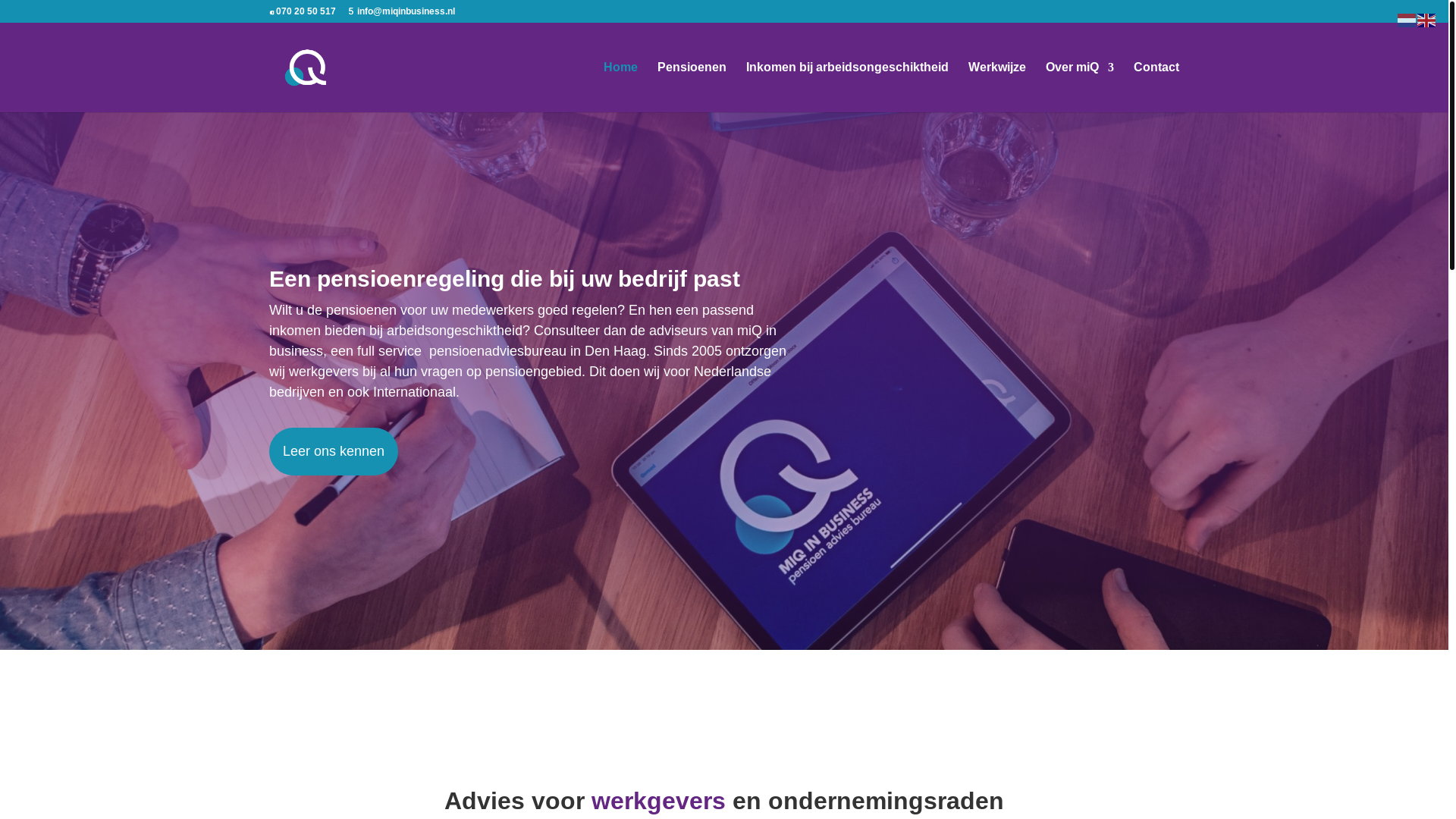 website screenshot of https://miq-management.nl/