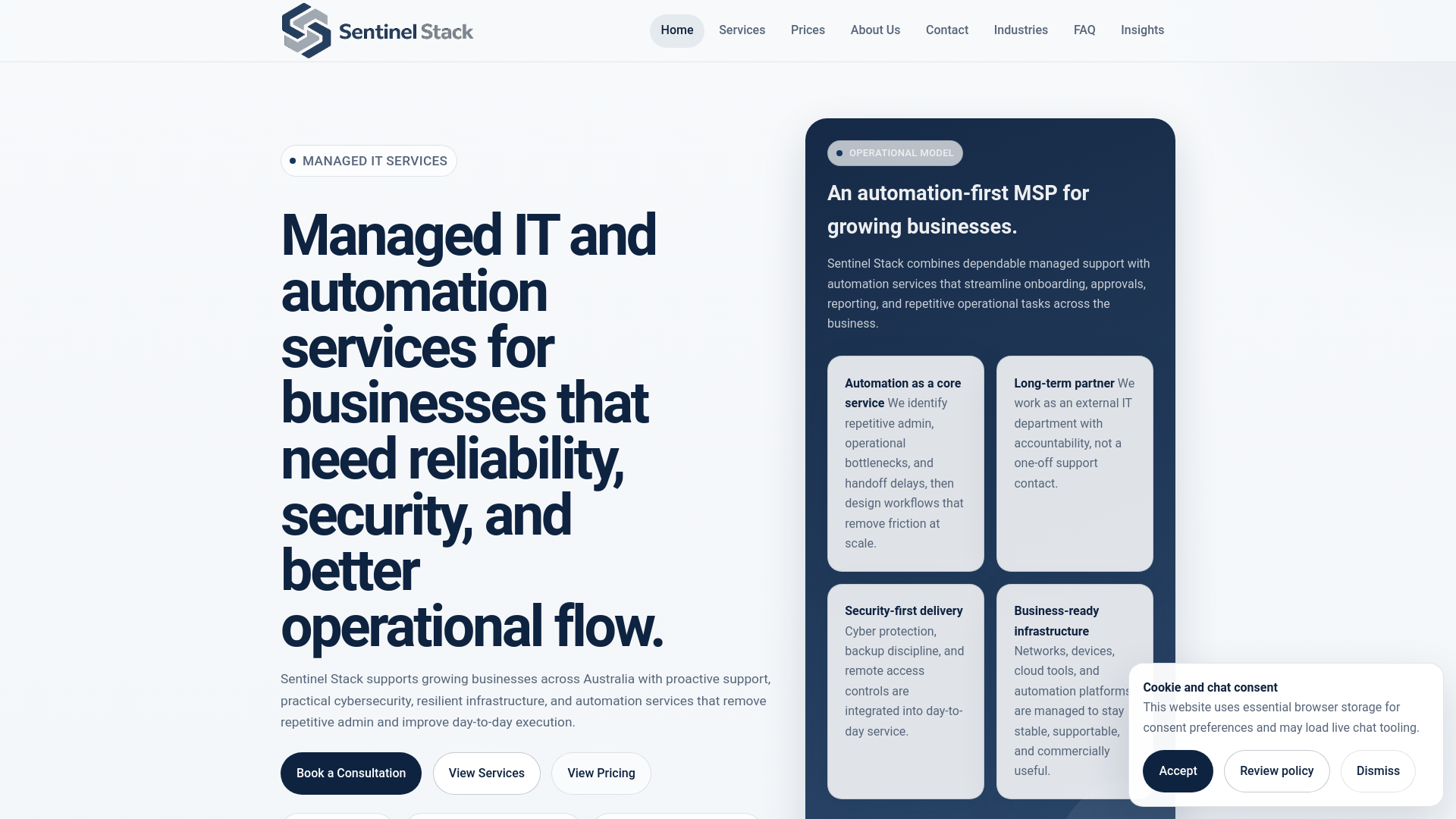 website screenshot of https://sentinelstack.pages.dev/