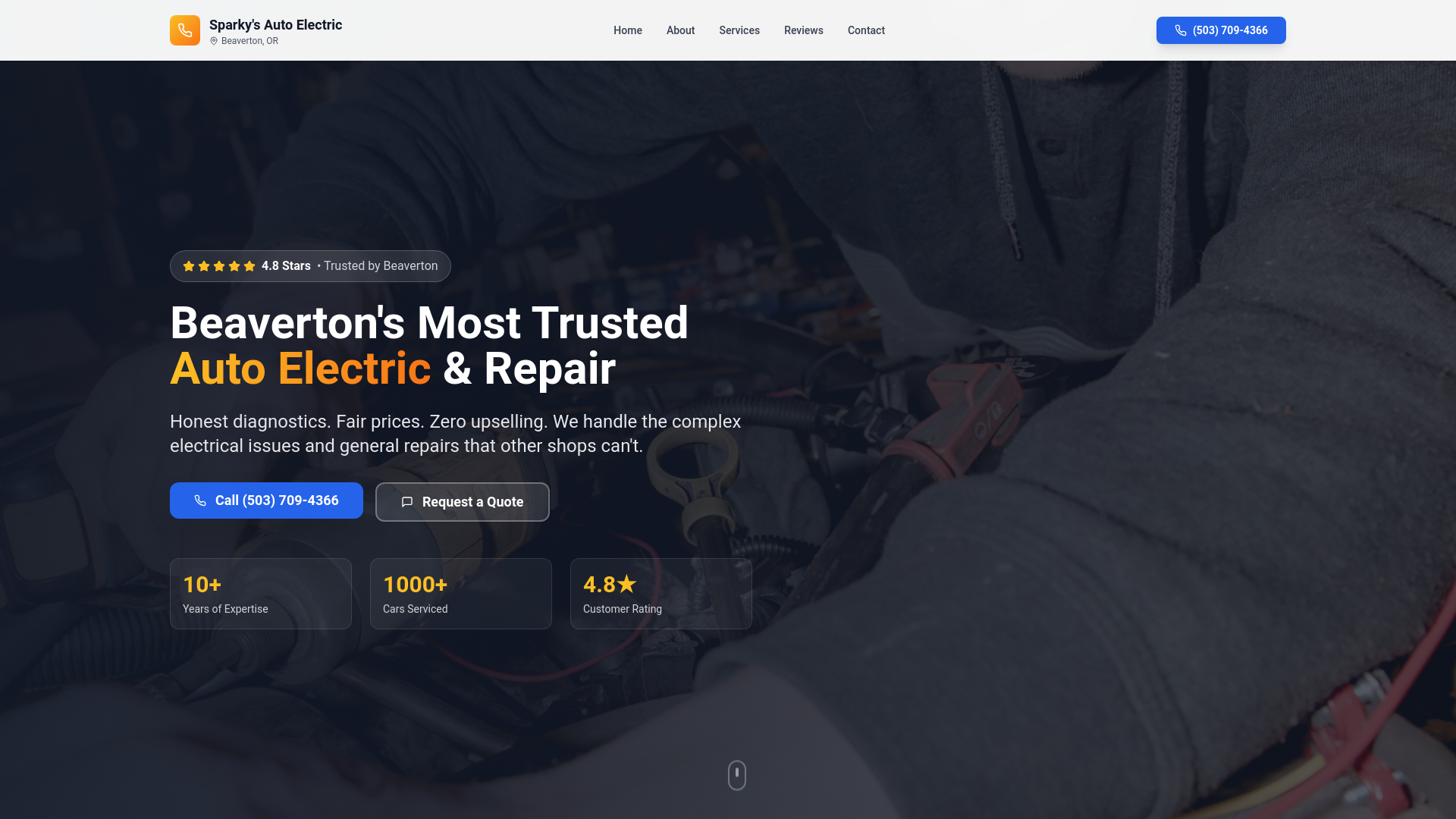 website screenshot of https://sparkyauto.pages.dev/
