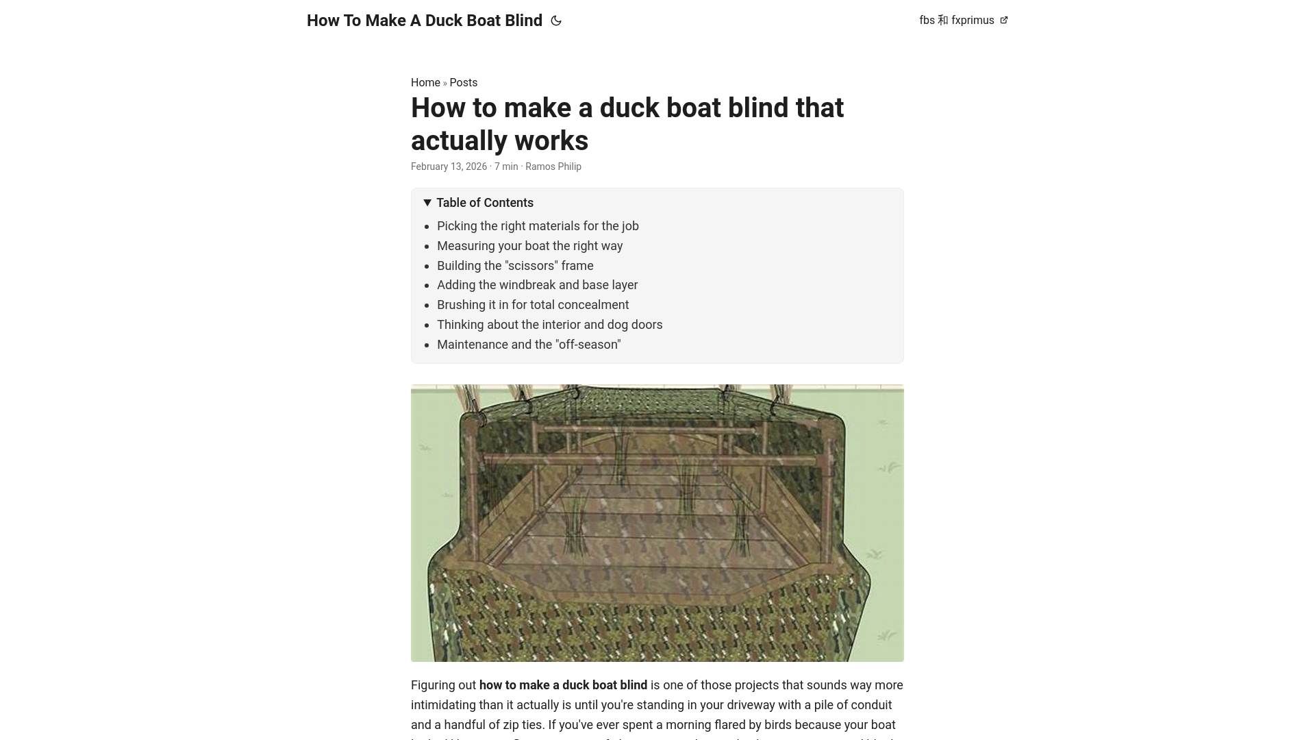website screenshot of https://how-to-make-a-duck-boat-blind.pages.dev/