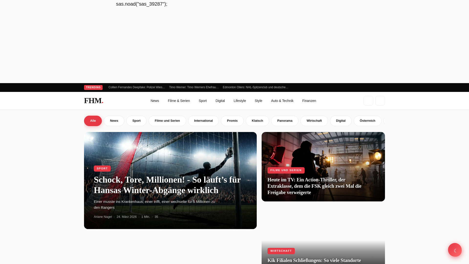 website screenshot of https://fhm-online.de/