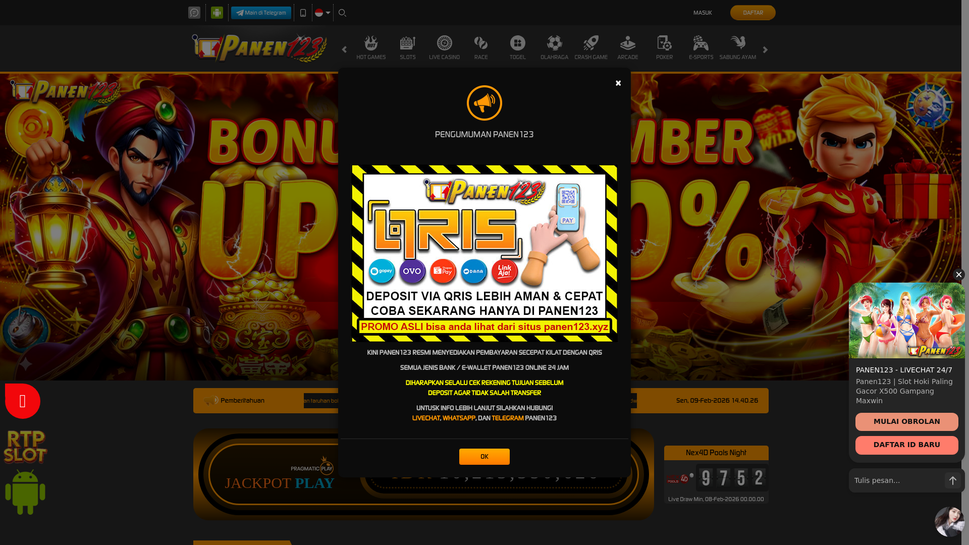 website screenshot of https://panen123mxwn.lol/