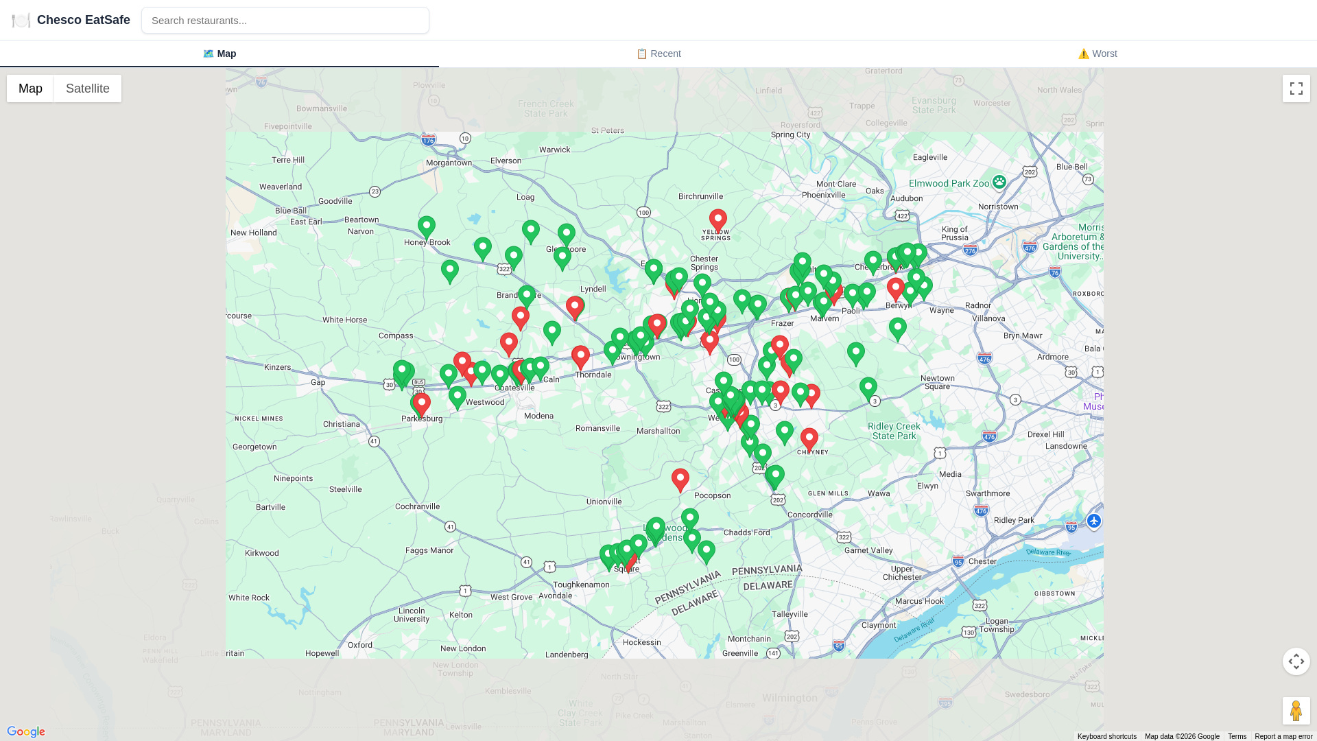 website screenshot of https://chescoeatsafe.com/