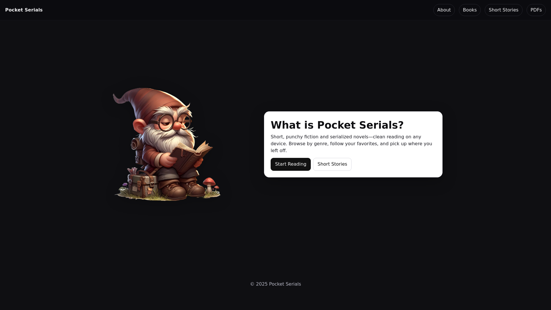 website screenshot of https://pocketserials.com/