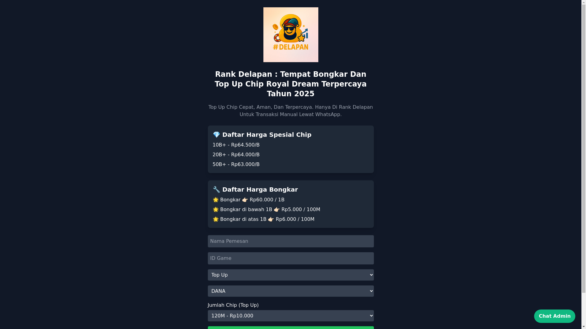 website screenshot of https://bongkarrankdelapan.pages.dev/