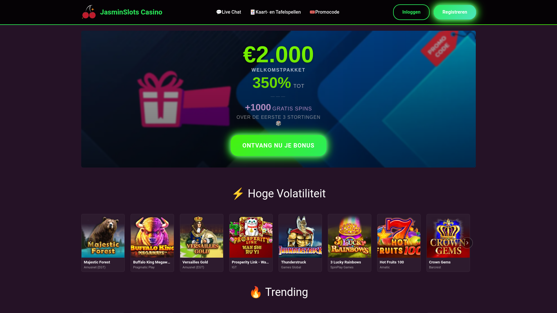 website screenshot of https://jasminslots.be/