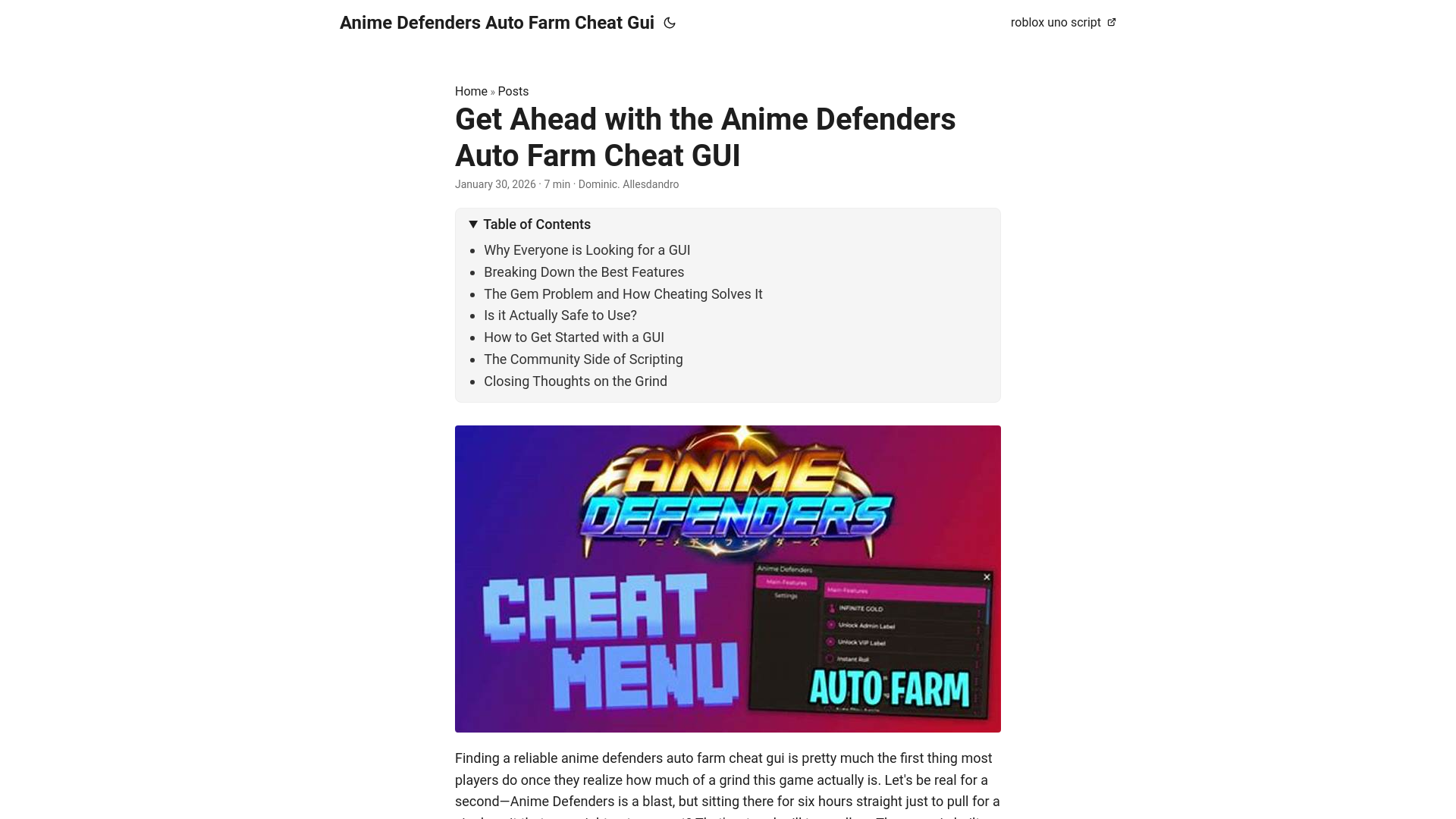 website screenshot of https://anime-defenders-auto-farm-cheat-gui.pages.dev/
