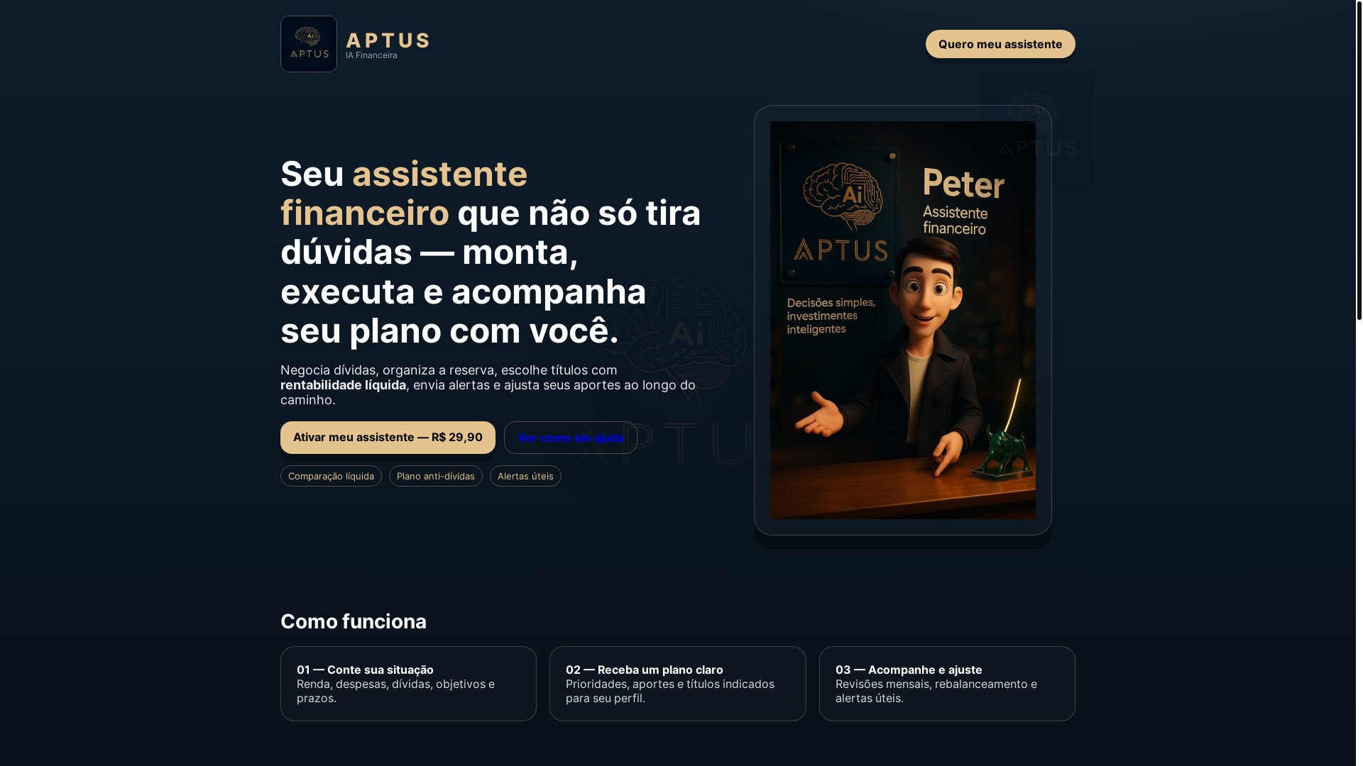website screenshot of https://peterassistente.online/