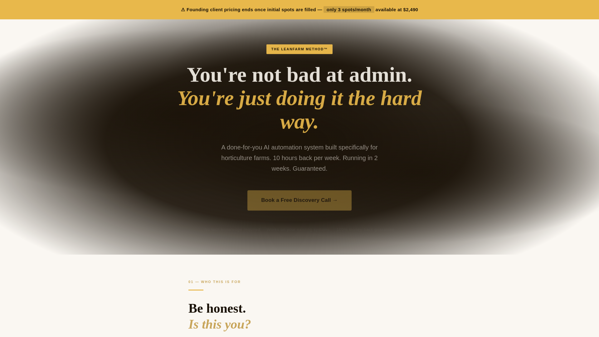 website screenshot of https://leanfarmmethod.com