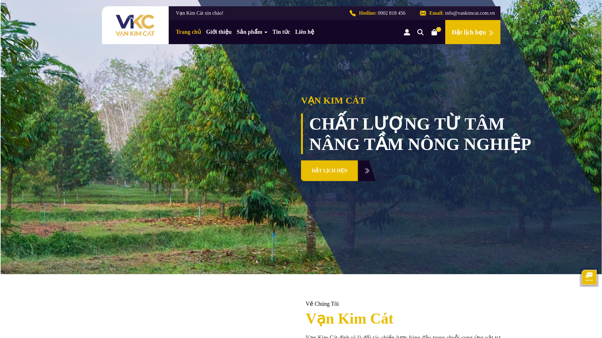 website screenshot of https://vankimcat.com.vn/